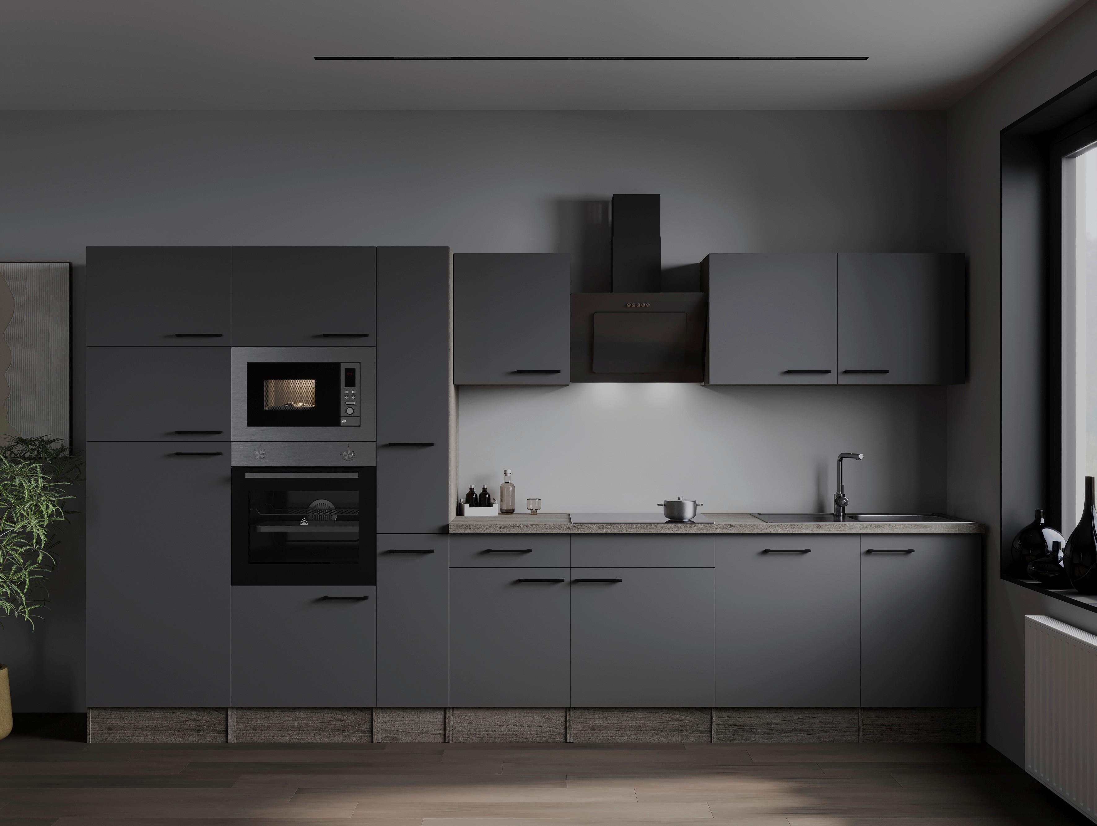 Kuhinjski Blok Z Aparati Oliver, 370cm - črna/siva, Design, kovina/leseni material (370cm) - Respekta