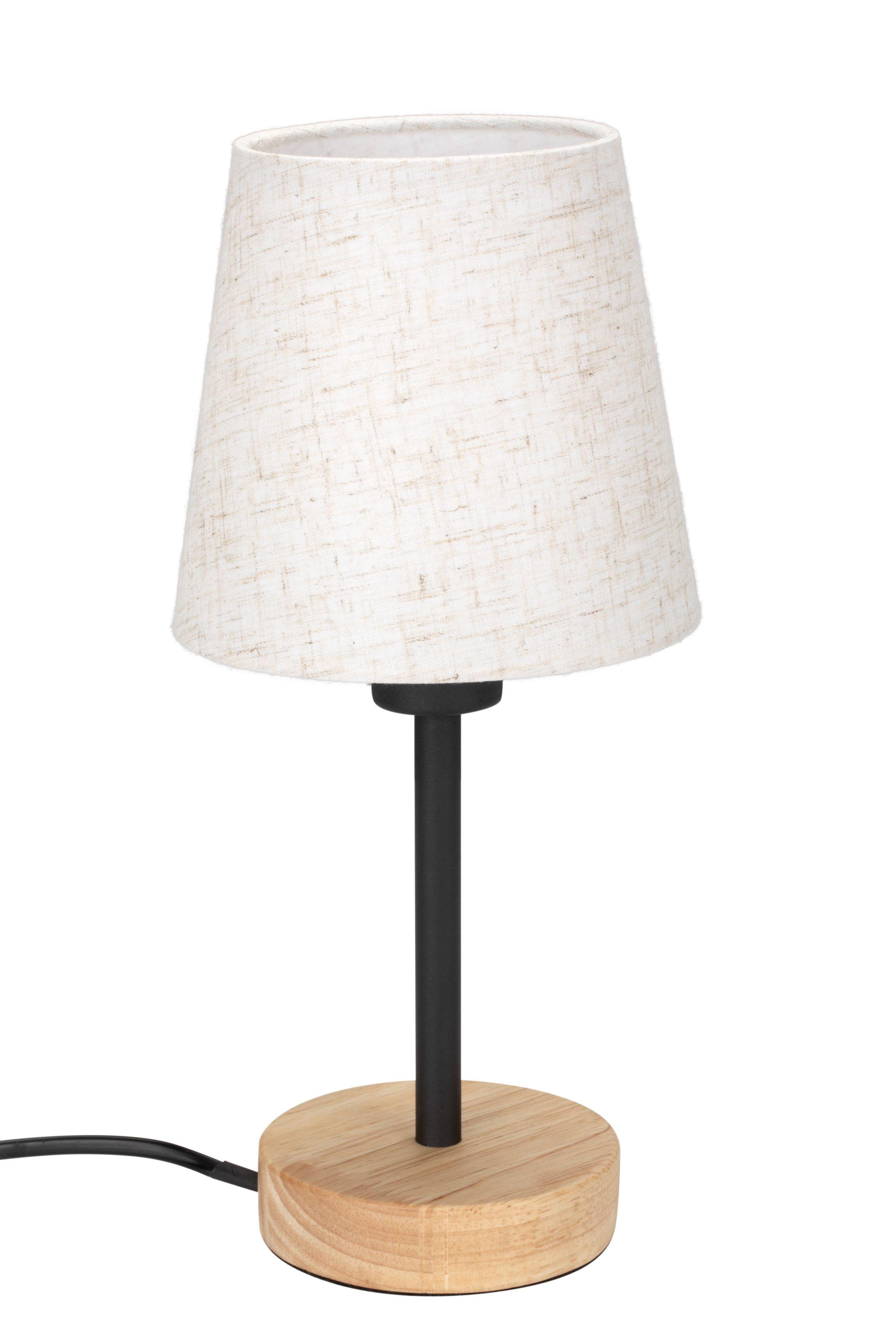 LAMPA STOŁOWA WOODRO *SBB* - kolor naturalny/czarny, Natur, metal/tkanina (14/30cm) - Boxxx