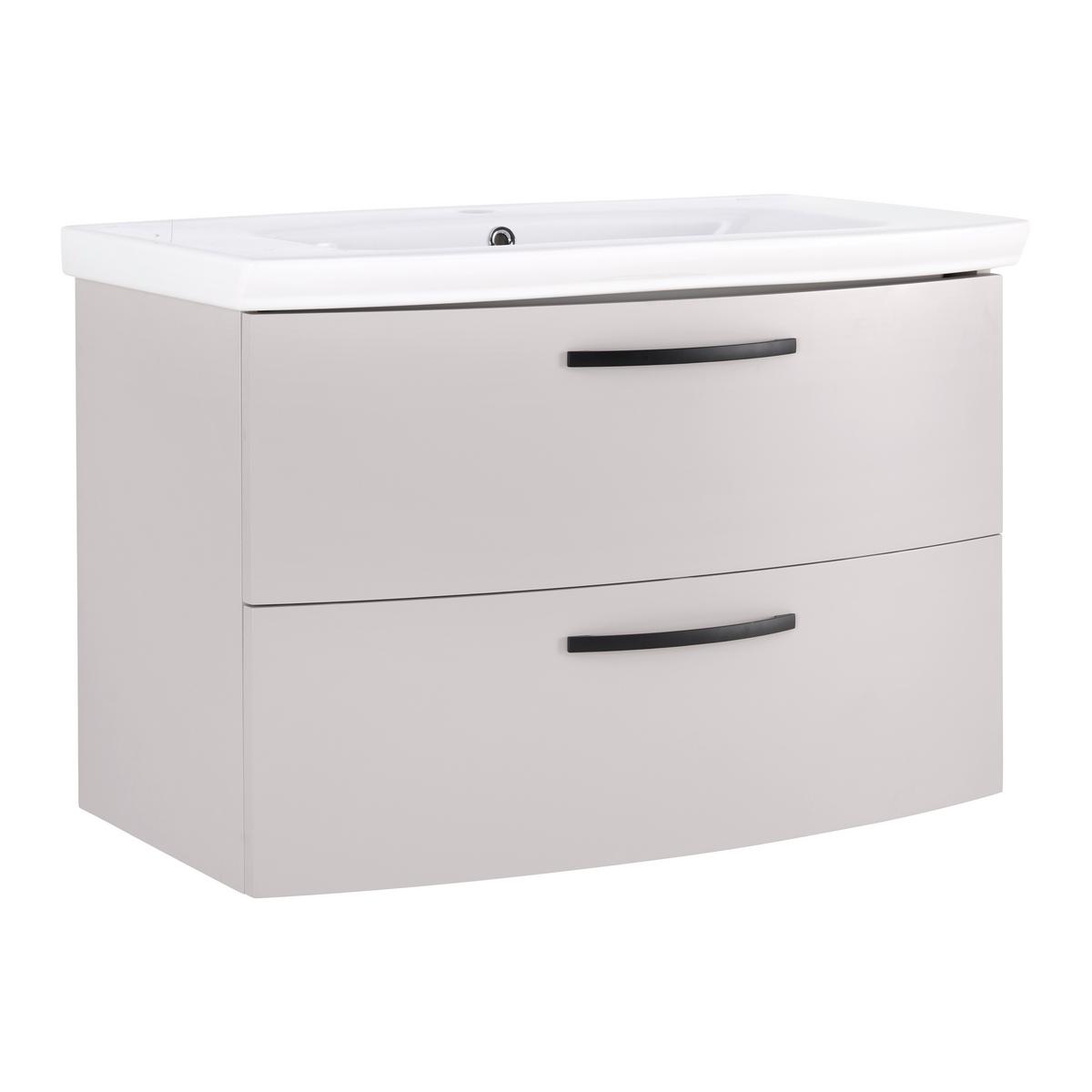 Waschtischkombi Florenz Kaschmirfarben - Schwarz/Weiß, MODERN, Keramik/Holzwerkstoff (90/60/45cm) - Mömax