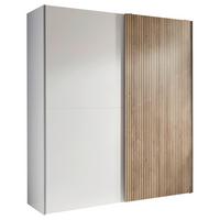 Omara Z Drsnimi Vrati Berno, Bela, Barva Hrasta - barve hrasta/bela, Moderno, kovina/leseni material (170/196/57cm) - MID.YOU