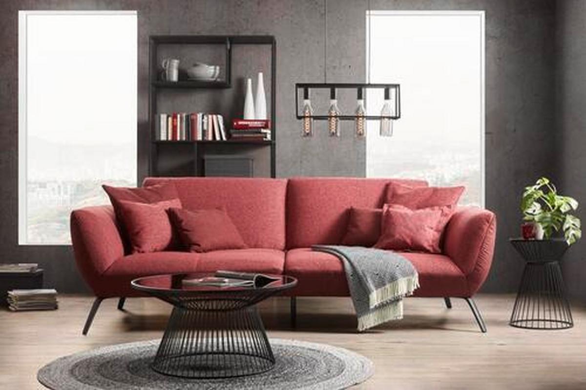 Bigsofa in Bordeaux - Bordeaux/Rot, Modern, Holzwerkstoff (260/93/124cm) - Premium Living