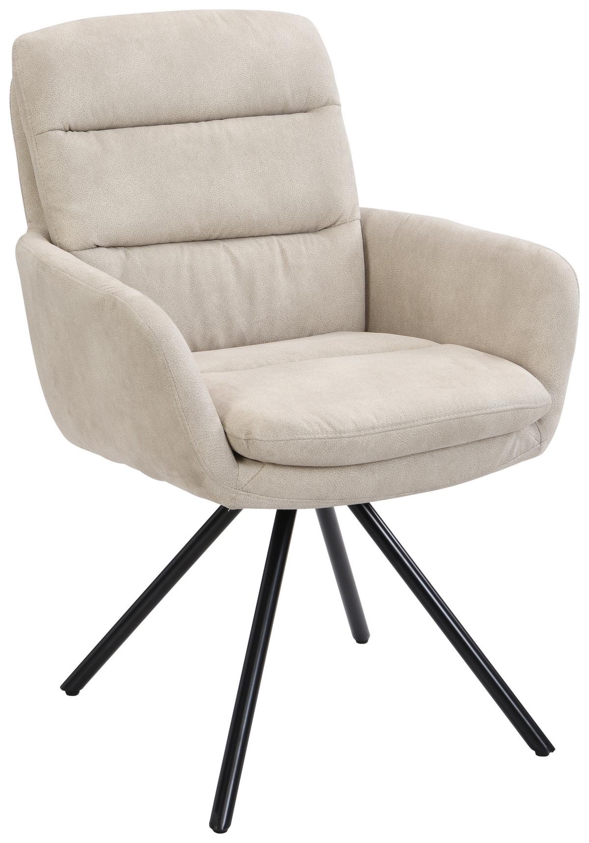 KRZESŁO Z PODŁOKIETNIKAMI SCOTTY 2.0 - beżowy/czarny, Design, metal/tkanina (62/89/65cm) - Cantus