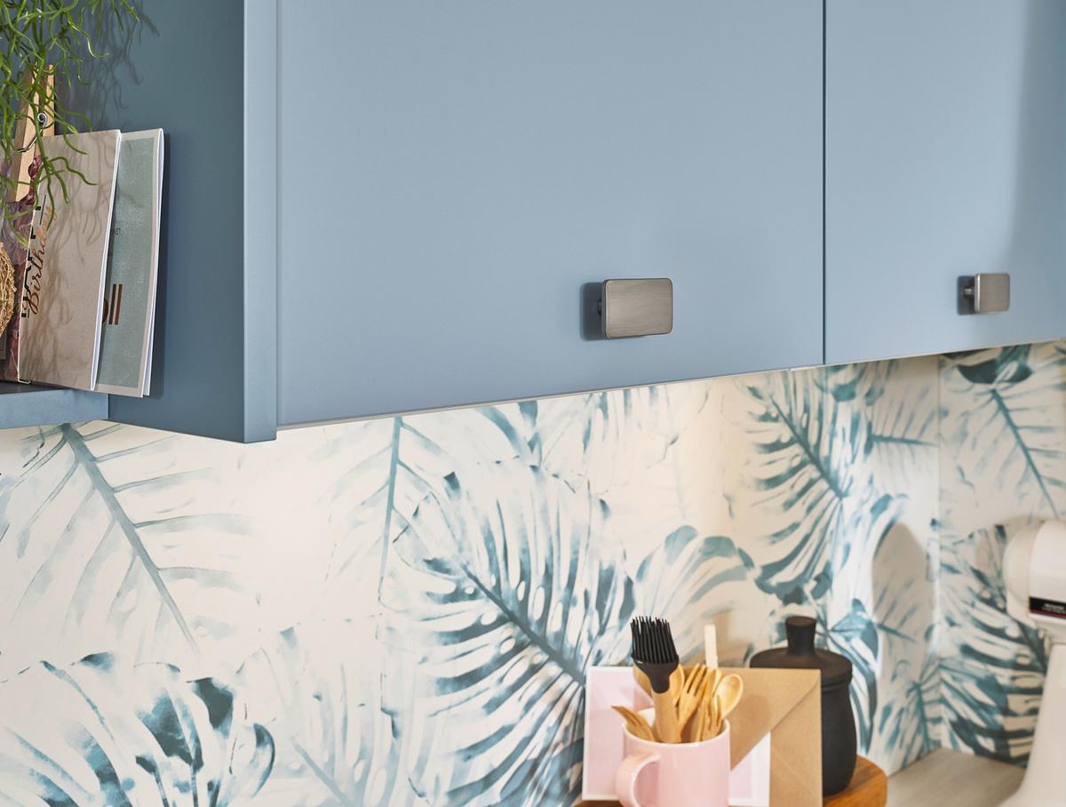 Einbauküche PN100/105 in Tanne Clay/Pastelblau - Pastellblau/Ahornfarben, MODERN, Holzwerkstoff - Pino