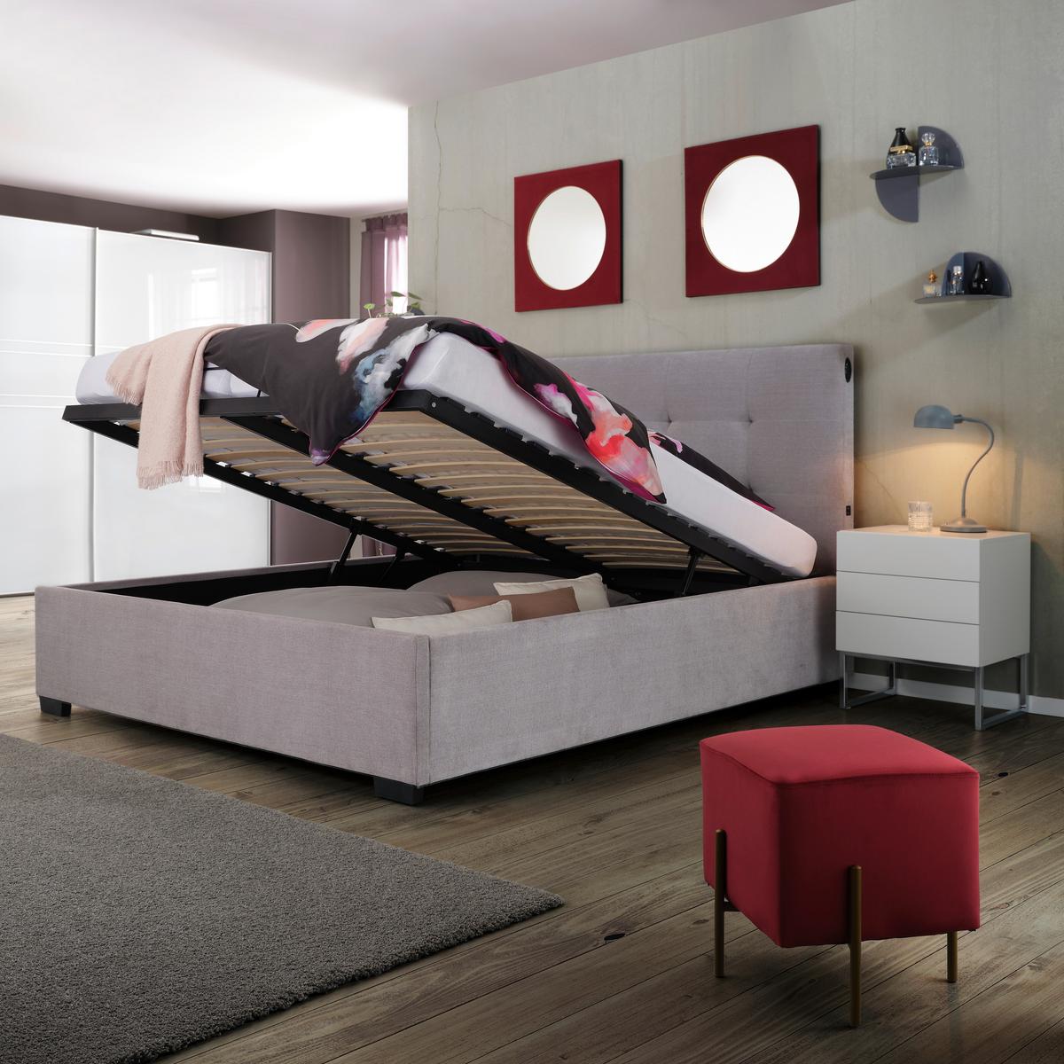 SZAFKA NOCNA NOLA 4 - kolor srebrny/biały, Modern, materiał drewnopochodny/metal (50/60/40cm) - Premium Living