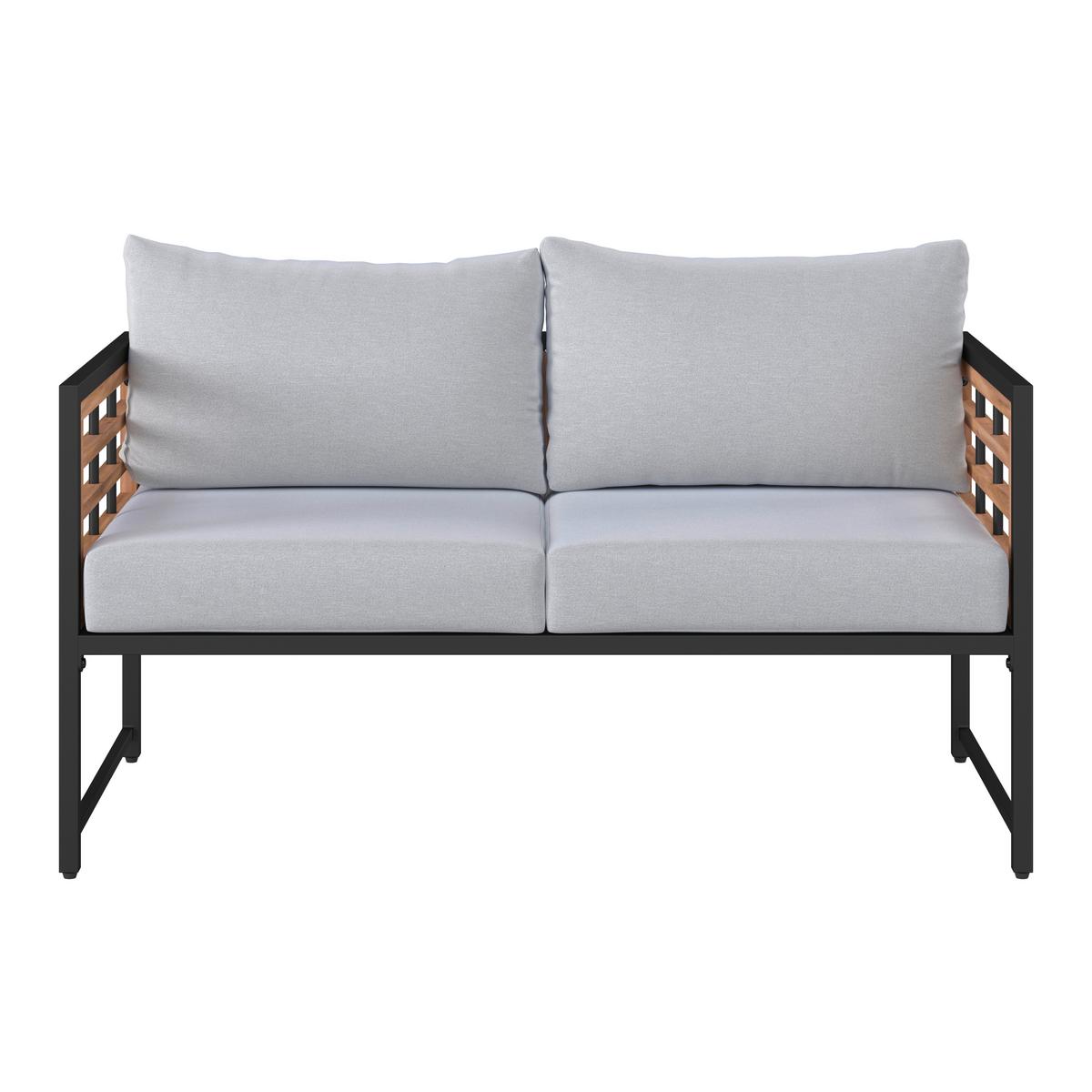 SOFA TARASOWA ARGOS - kolor naturalny/czarny, Modern, metal/drewno (125/67,5/63,5cm) - Ambia Garden