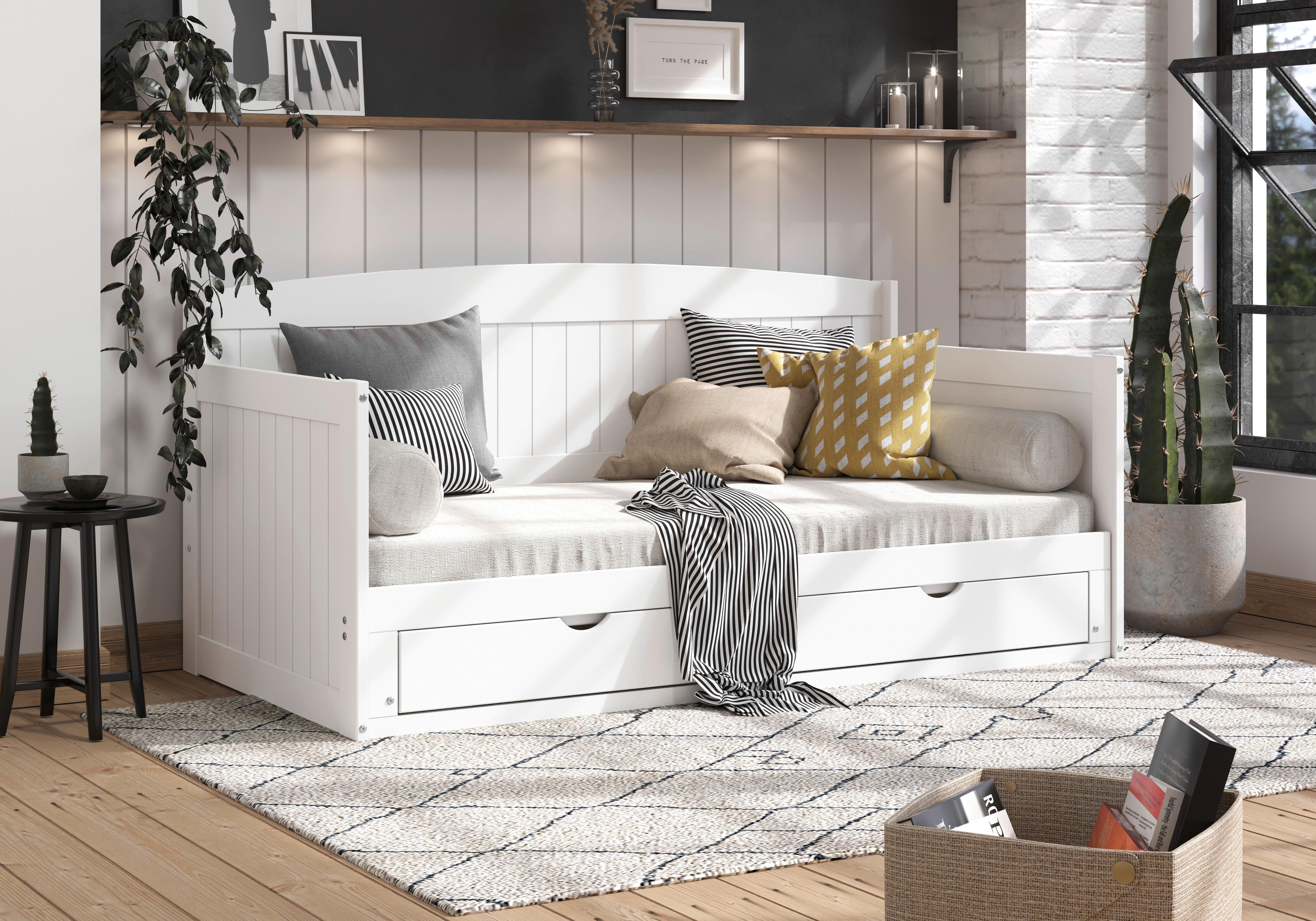 Raztegljiva Postelja Storm, Bela, 90-180x200 - barve bora/bela, Romantika, kovina/umetna masa (90-180/200cm) - MID.YOU