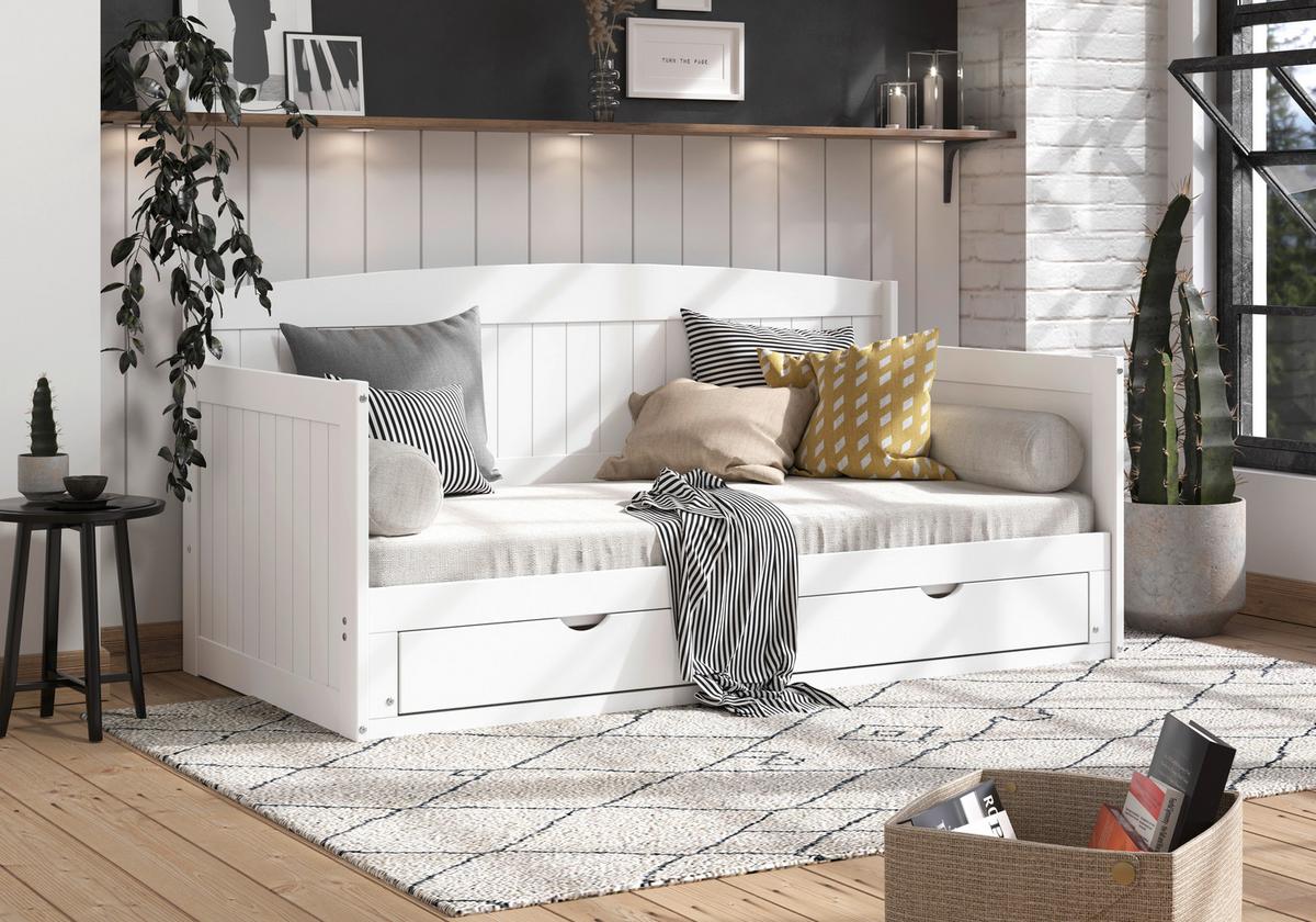 Raztegljiva Postelja Storm, Bela, 90-180x200 - barve bora/bela, Romantika, kovina/umetna masa (90-180/200cm) - MID.YOU