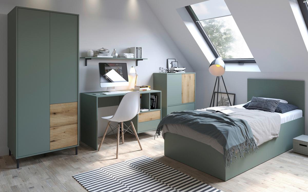 Radni Stol Pozzi - boje hrasta/zelena, Moderno, drvni materijal (120/76,4/58cm) - Modern Living