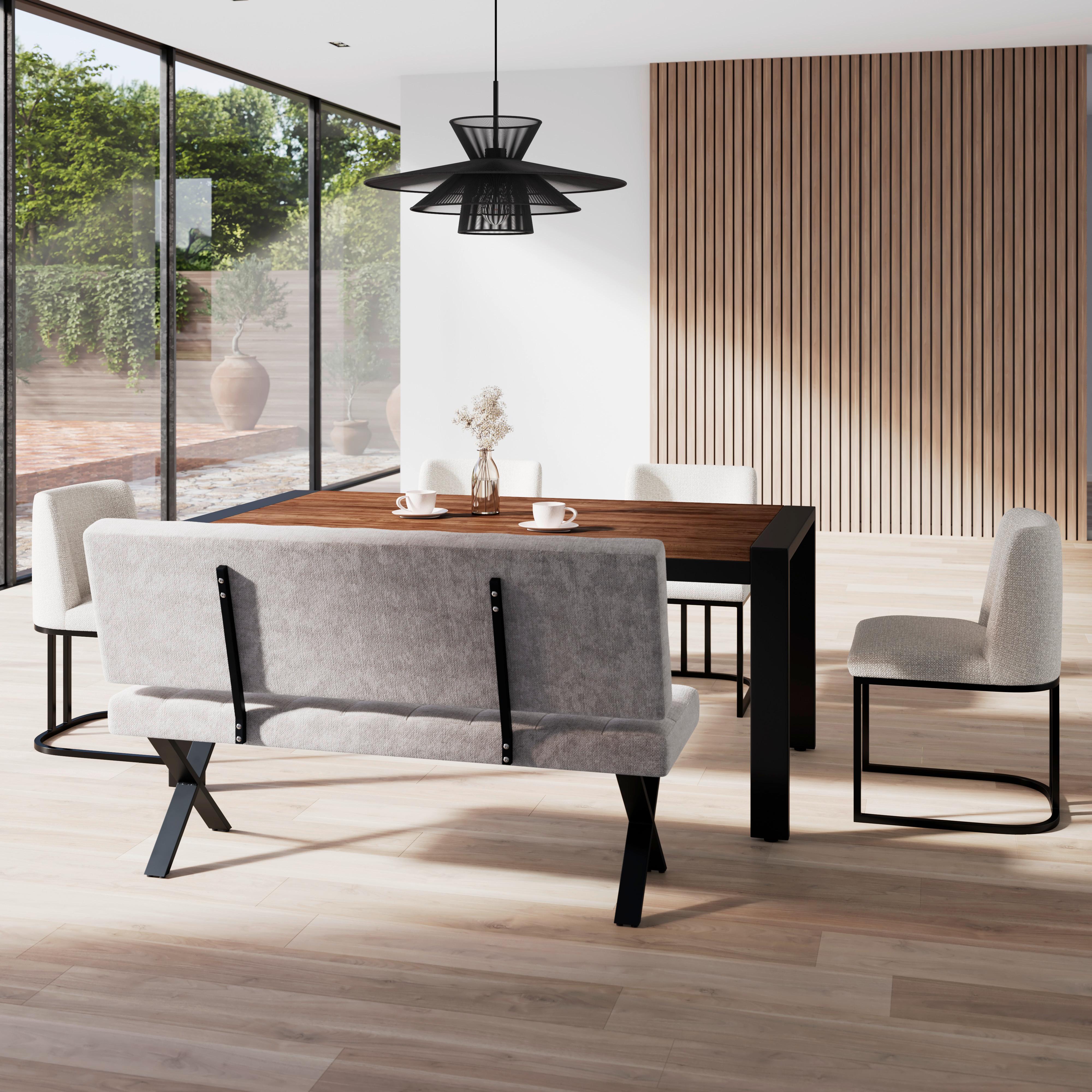SITTBÄNK NOVA - ljusgrå/svart, Modern, metall/trä (140/97/64cm) - Bessagi Home