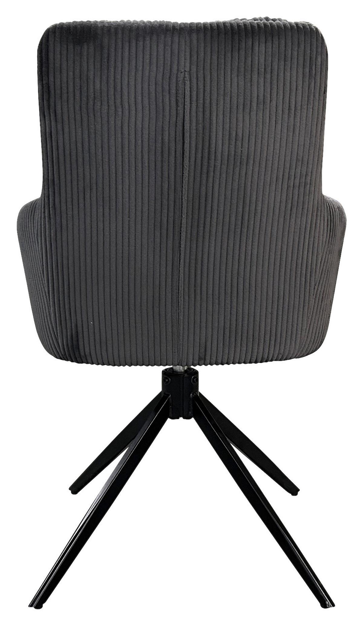 Armlehnstuhl-Set Pura 2er-Set Dunkelgrau - Dunkelgrau/Schwarz, Design, Textil/Metall (58/88/64cm) - MID.YOU