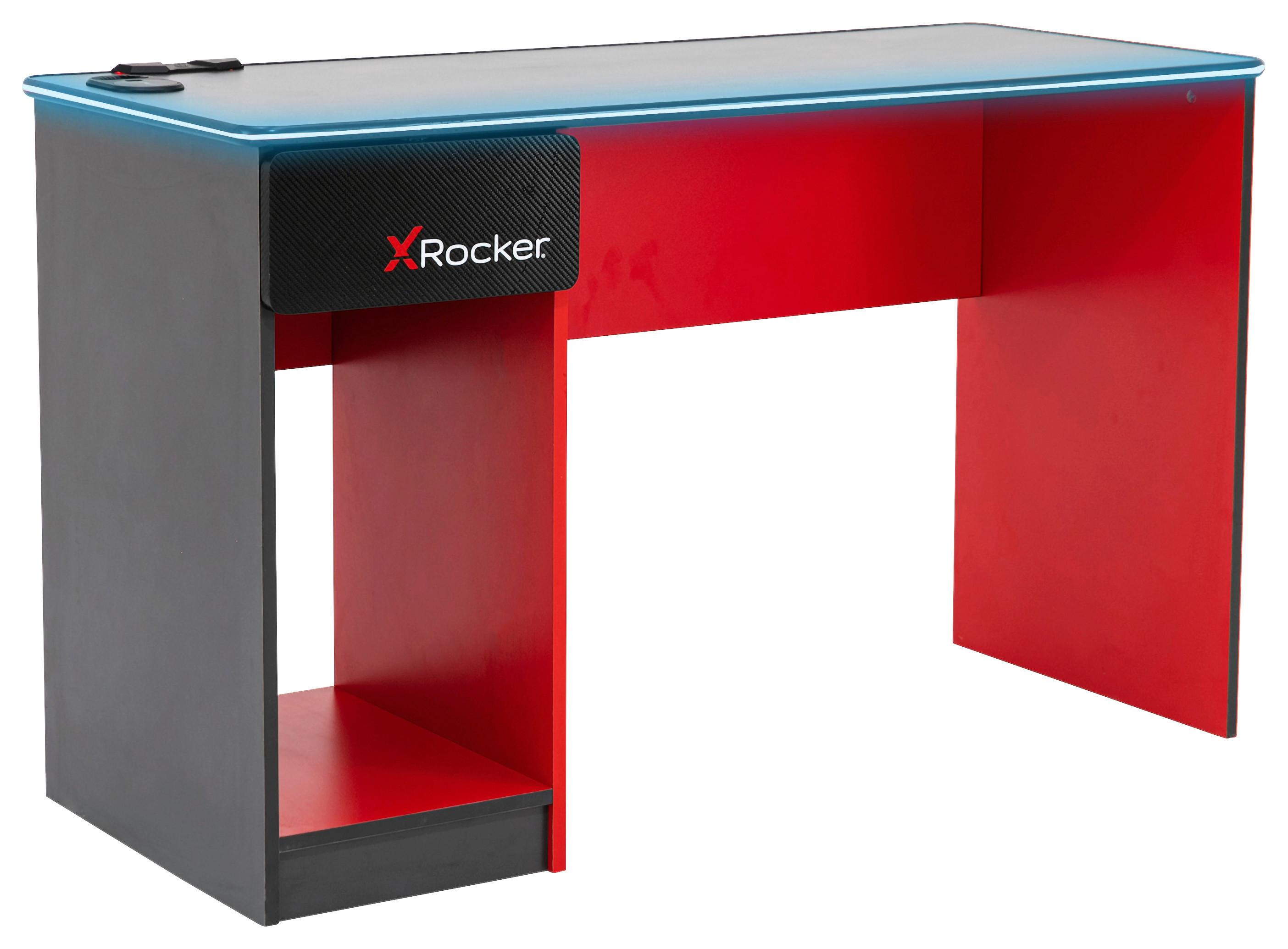 Gamingtisch Carbon-Tek ca. 123,5x53,3x75,5cm Rot/Schwarz - Rot/Schwarz, MODERN, Holzwerkstoff (123,5/53,3/75,5cm) - X Rocker