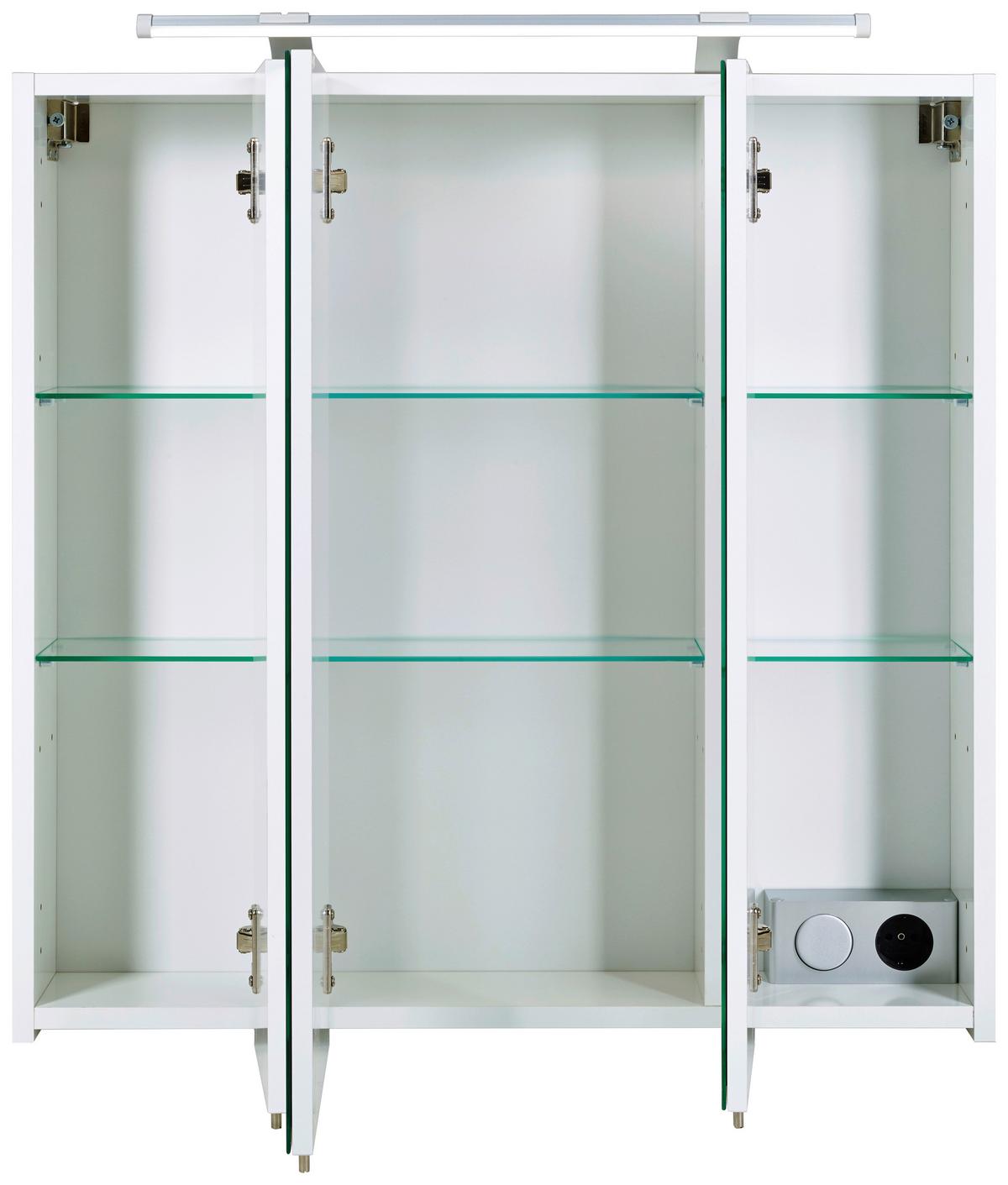 Spiegelschrank Dorina 700 mit LED Weiß - Silberfarben, MODERN, Glas/Holzwerkstoff (70/75,7/16cm) - MID.YOU