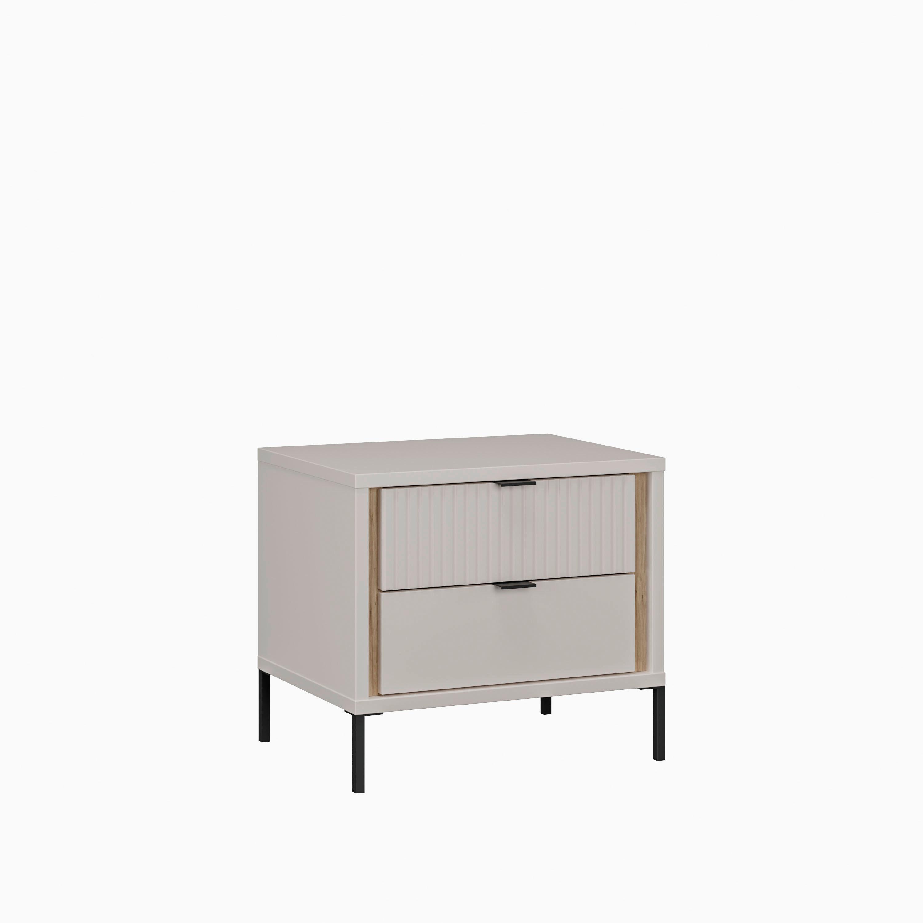 Noćni Ormarić Seravel - boje hrasta/boje pijeska, Konvencionalno, drvni materijal/metal (54,4/48,8/41,5cm) - Modern Living
