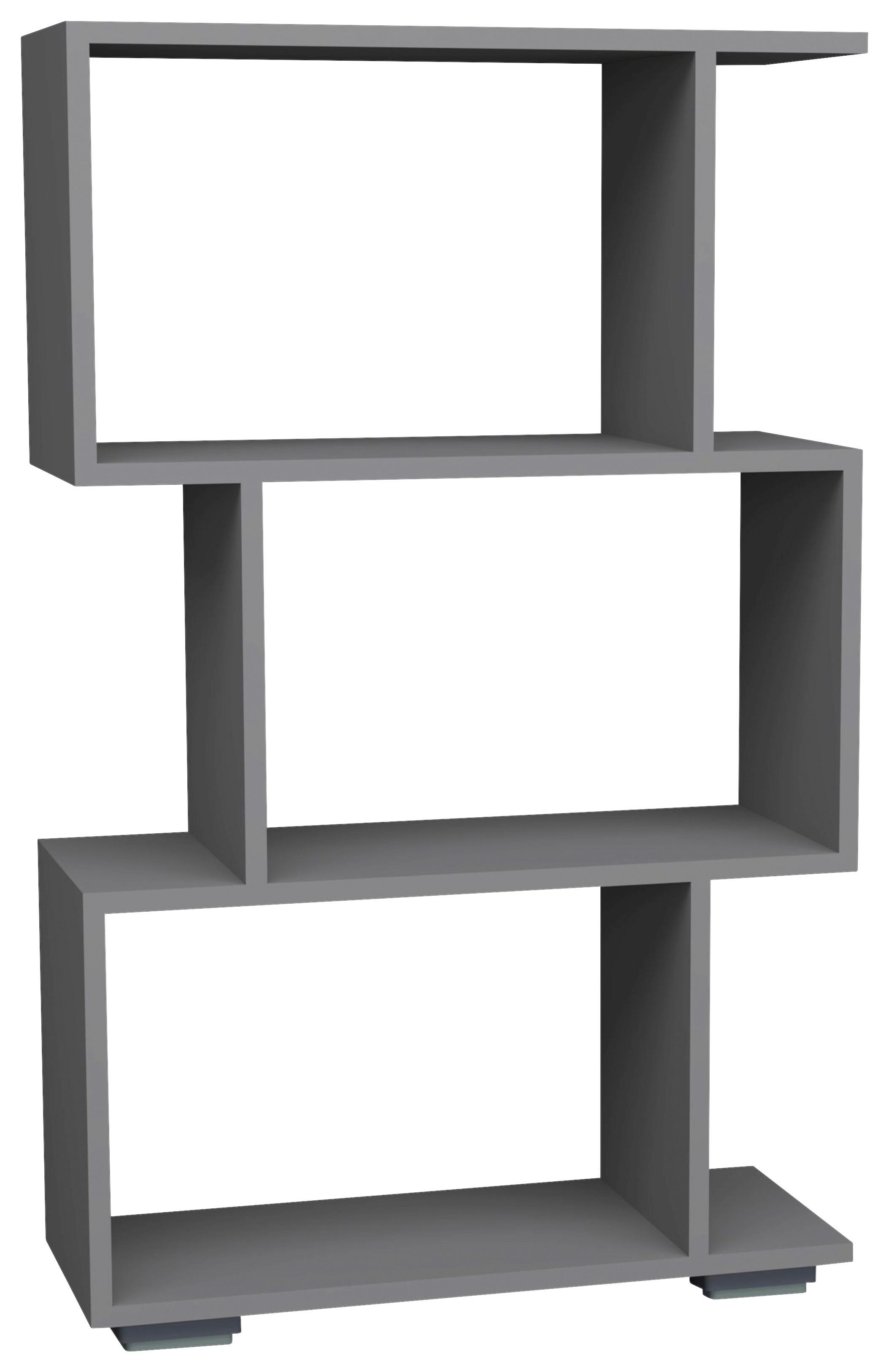 Regal Palusa M, Antracit - srebrne barve/antracit, Design, umetna masa/leseni material (60/97/24cm) - MID.YOU