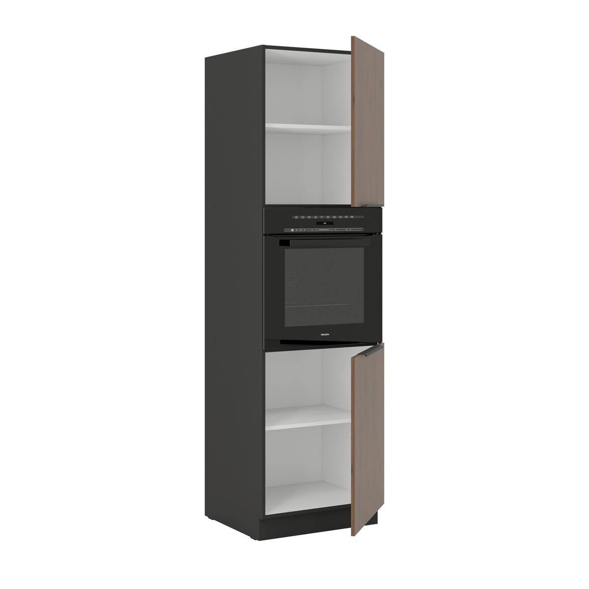 Element Za Ugradni Šporet Monza - boja oraha/crna, Moderno, metal/pločasti materijal (60/210/57cm) - Modern Living