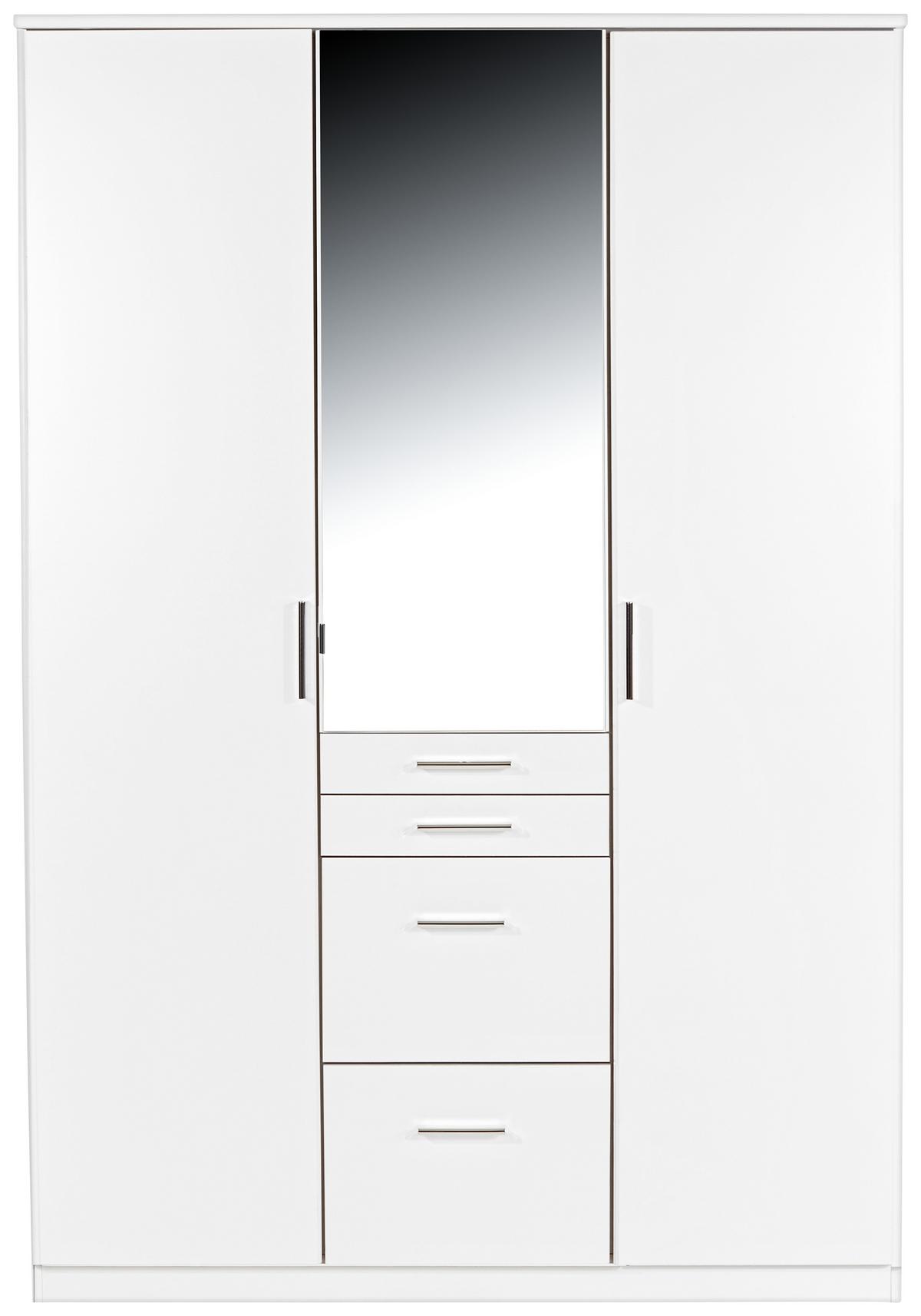 Kleiderschrank AACHEN ca. 135x198 cm Weiß - Alufarben/Weiß, KONVENTIONELL, Holzwerkstoff/Kunststoff (135/198/58cm) - MID.YOU