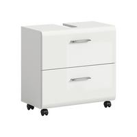 Waschbeckenunterschrank Ice Weiß/Weiß Hochglanz - Weiß Hochglanz/Silberfarben, Trend, Holzwerkstoff/Kunststoff (60/58/30cm) - MID.YOU