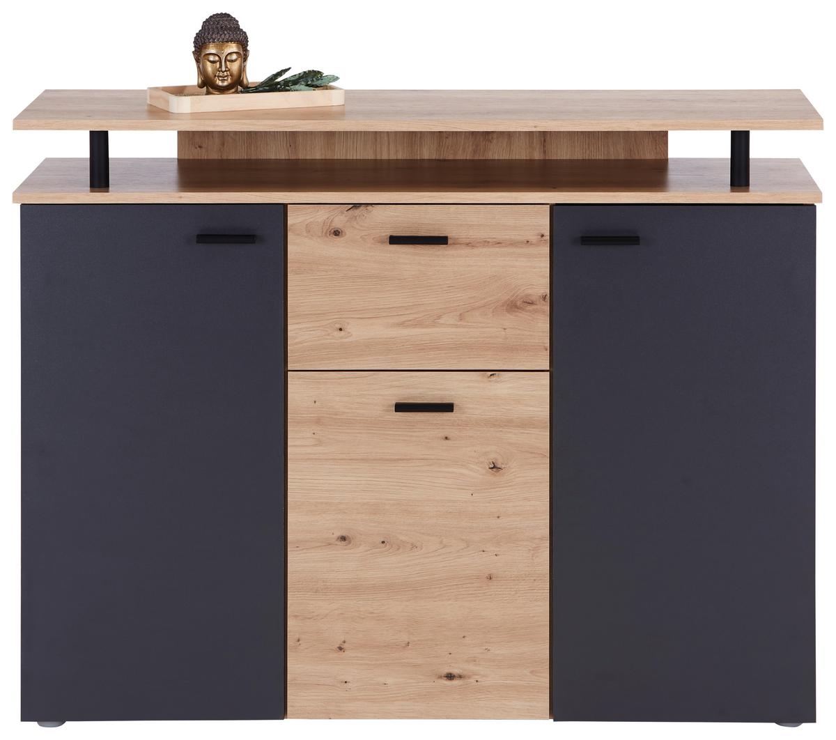 Komoda Leon, Antracit, Barva Hrasta - črna/antracit, Moderno, umetna masa/leseni material (117/92,3/38cm) - Mömax