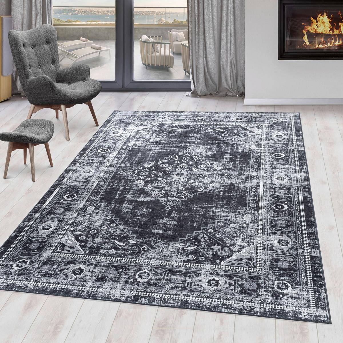 Flachwebeteppich Fiesta Schwarz ca. 140x200cm - Schwarz, Design, Textil (140/200cm) - Novel