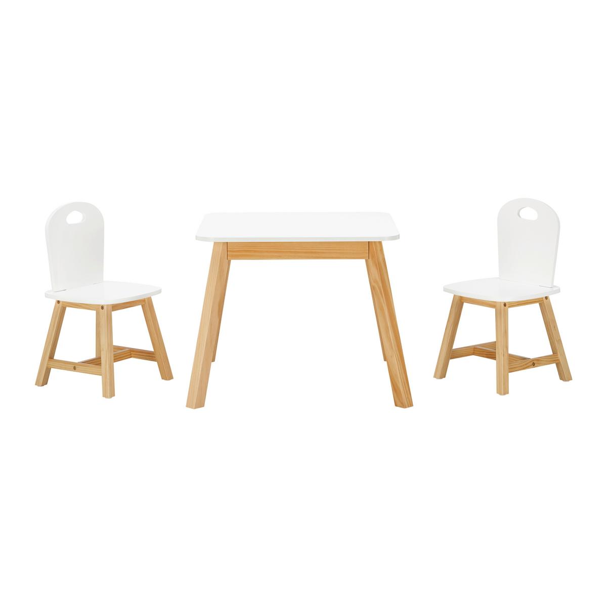 Otroški Set Mize In Stolov Pino, Bela, Naravna Barva - barve bora/bela, Moderno, les (55/45/55cm) - Bessagi Kids