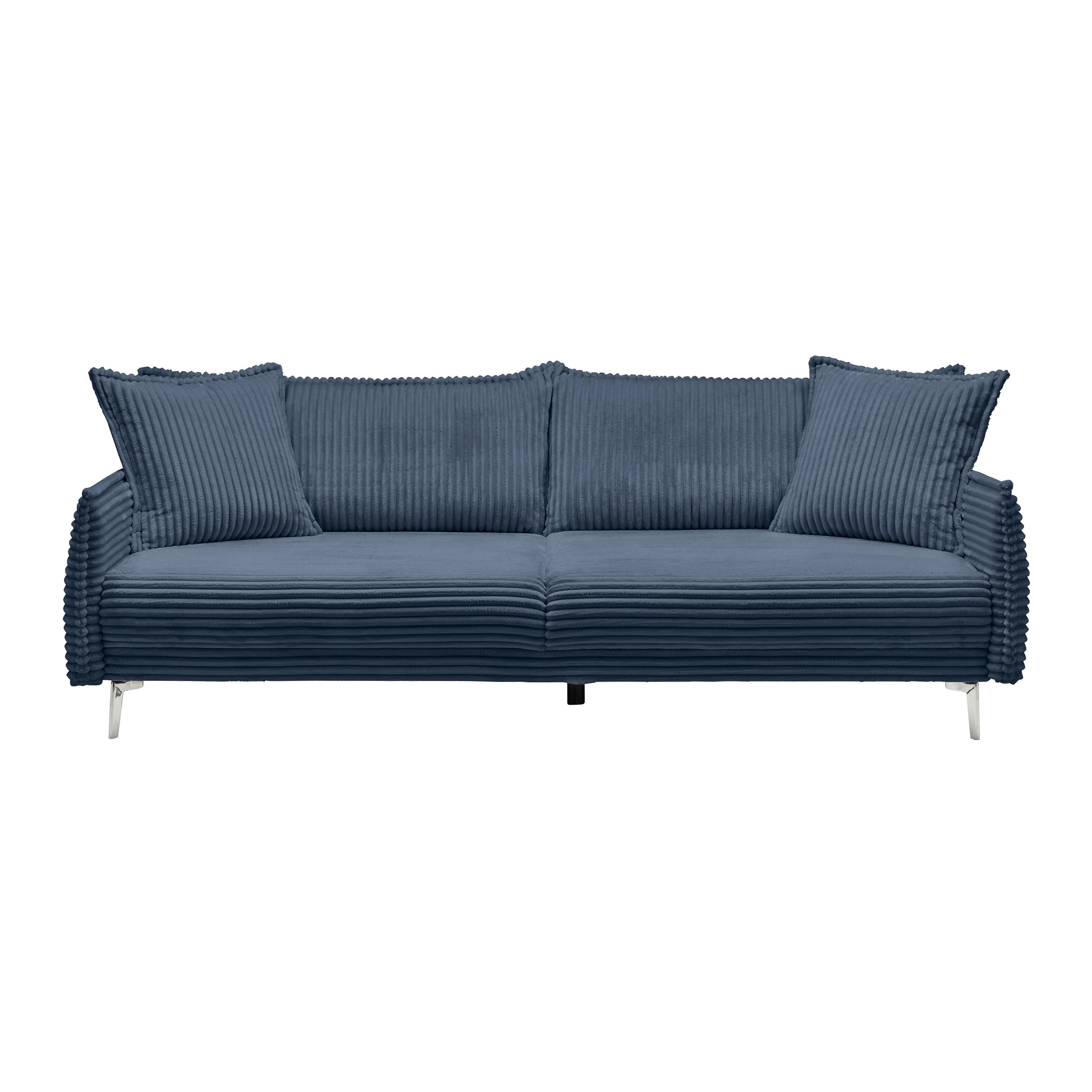 Bigsofa Kiss Dunkelblau - Chromfarben/Dunkelblau, MODERN, Holz/Metall (241/90/117cm) - Mömax