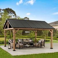 Pavillon Gazebo Rebra Naturfarben/Anthrazit - Anthrazit, Basics, Metall (404/306/465cm) - Modante