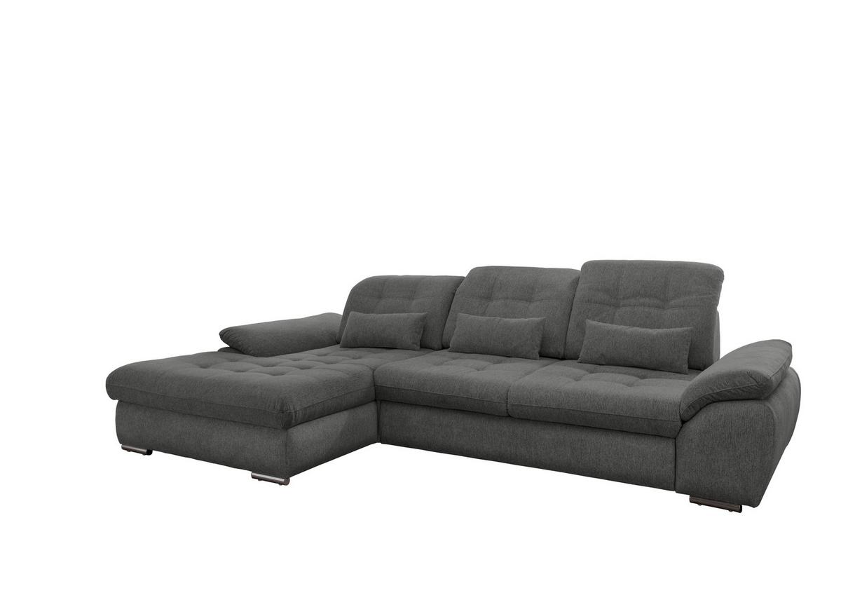 Ecksofa Rigatti mit Bettkasten ca. 184x314 cm Graubraun - Chromfarben/Graubraun, MODERN, Textil/Metall (184/314cm) - Livetastic