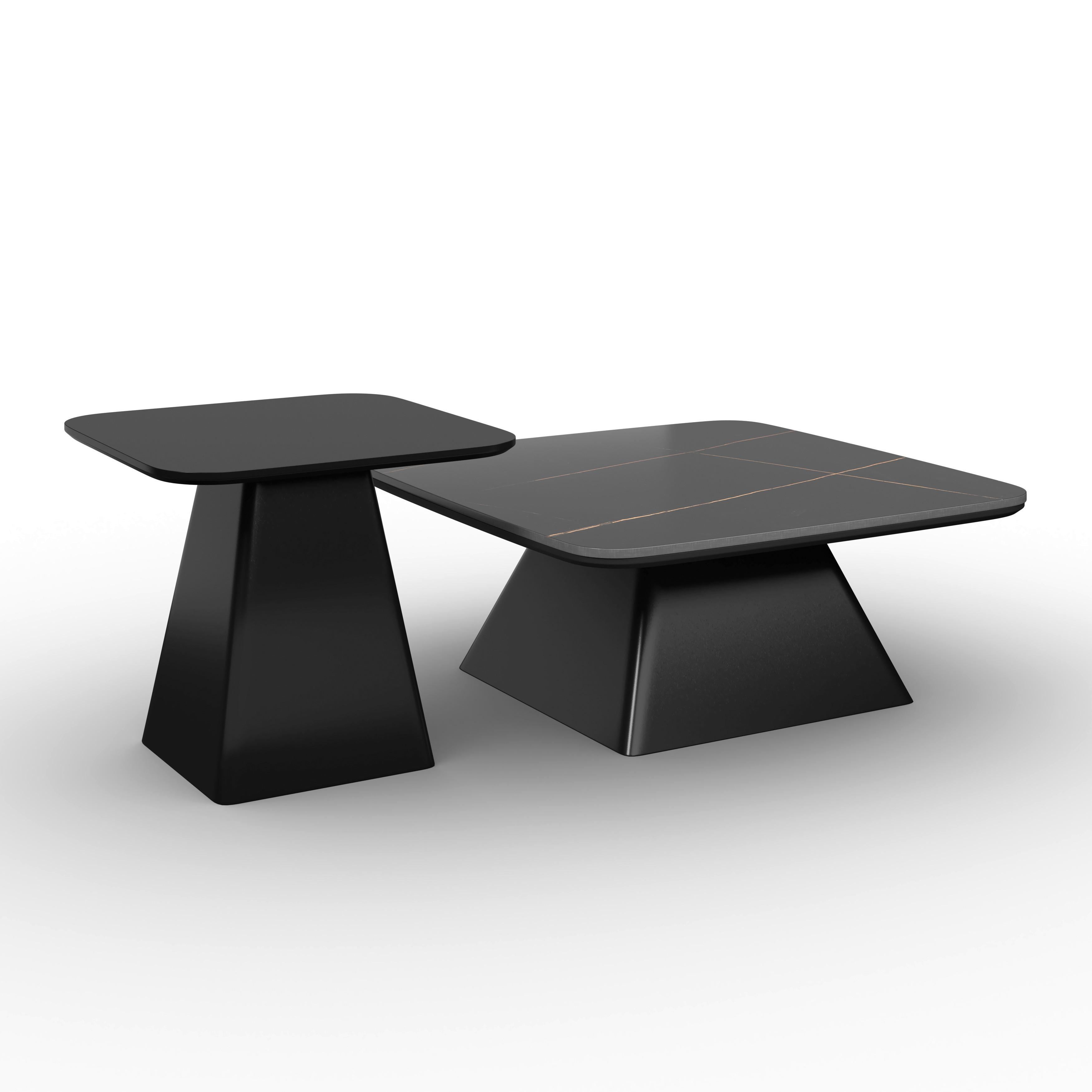 Couchtisch Thiago Schwarz 2-er Set MDF/Stein - Schwarz, MODERN, Holzwerkstoff/Stein - Bessagi Home