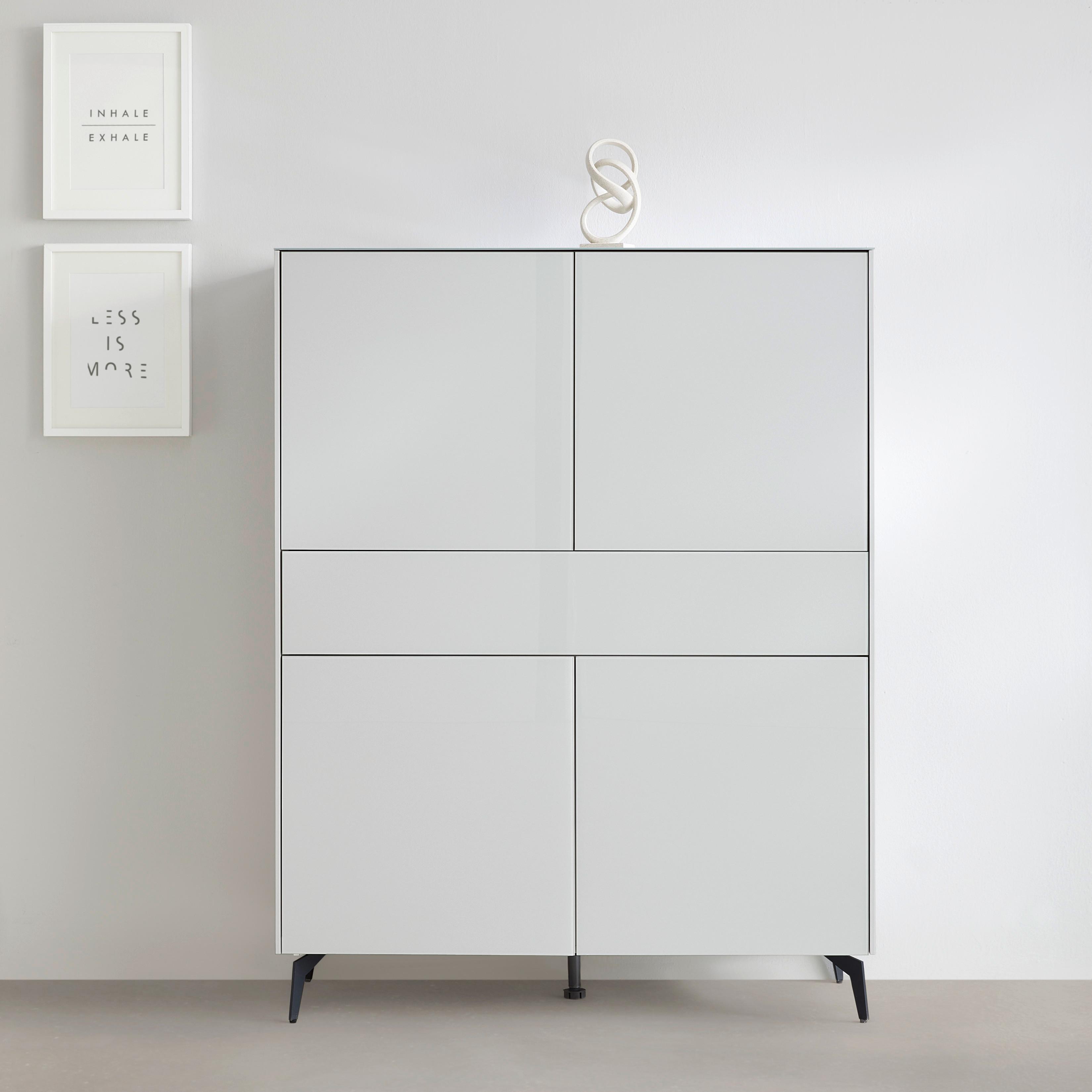 Highboard Silverstone Grau - Schwarz/Grau, MODERN, Glas/Holzwerkstoff (121/145/42cm) - Premium Living