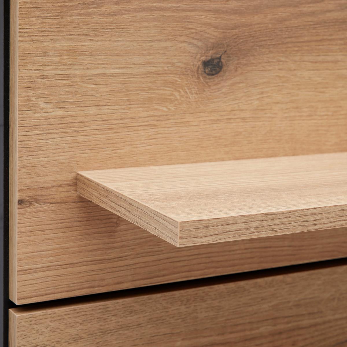Wandboard Mateo Schwarz/Eichefarben - Eichefarben/Schwarz, MODERN, Holzwerkstoff (50/95,5/18,2cm) - Mömax