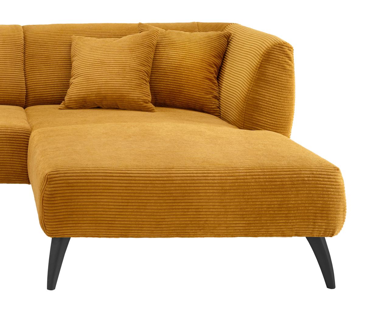 Wohnlandschaft Colori Goldfarben Cord - Goldfarben/Schwarz, MODERN, Holz/Textil (264/160cm) - MID.YOU