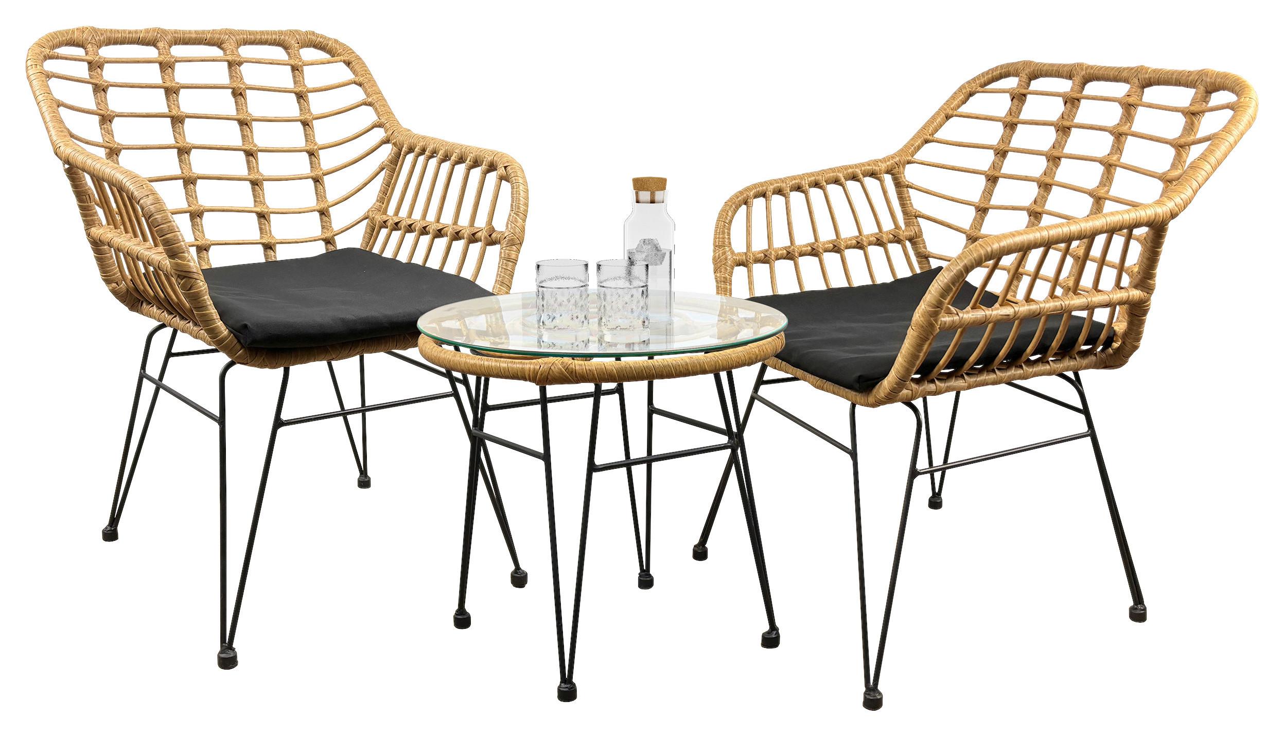 GARTENSET RAGALI - Schwarz/Braun, Modern, Glas/Kunststoff - Ambia Garden