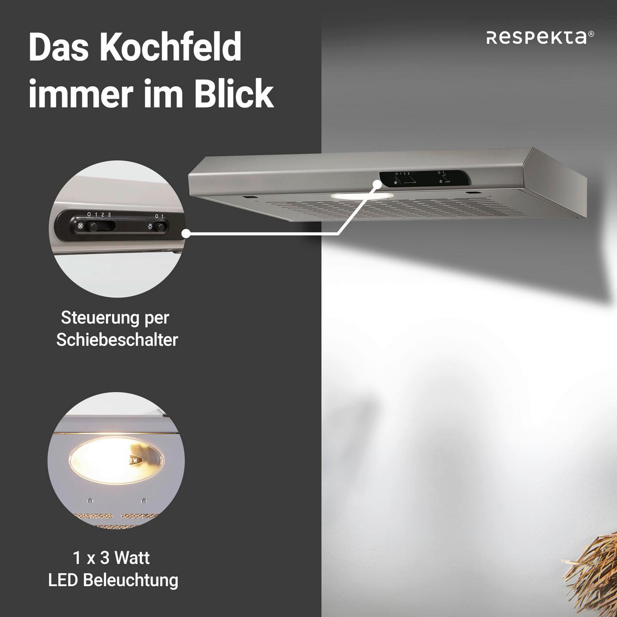 Dunstabzugshaube Suna ca. 60/7,6/47 cm Edelstahlfarben - Edelstahlfarben, Trend, Metall (60/7,6/47cm) - Respekta