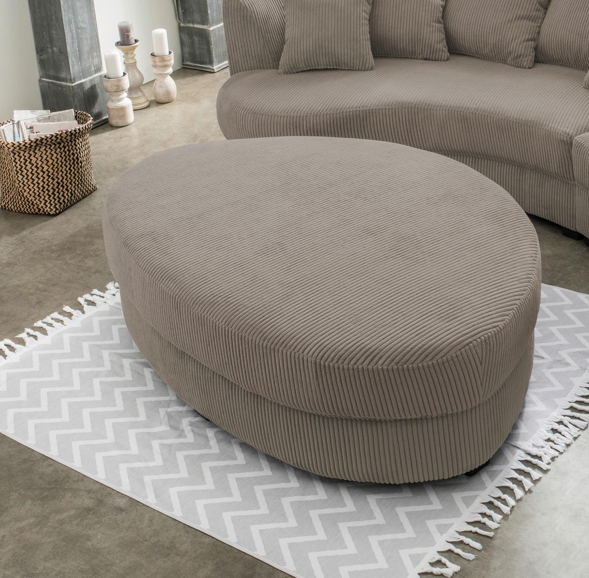 Wohnlandschaft Limoncello m. Hocker ca. 160x300cm Graubraun - Graubraun/Schwarz, Design, Kunststoff/Textil (160/300cm) - Livetastic