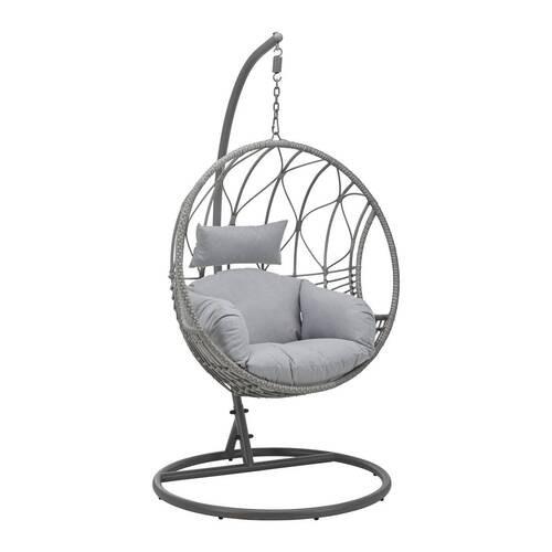 Hängesessel Romea Grau Metall/Kunststoff/Textil - Grau, MODERN, Kunststoff/Textil (120/196/105cm) - Bessagi Garden