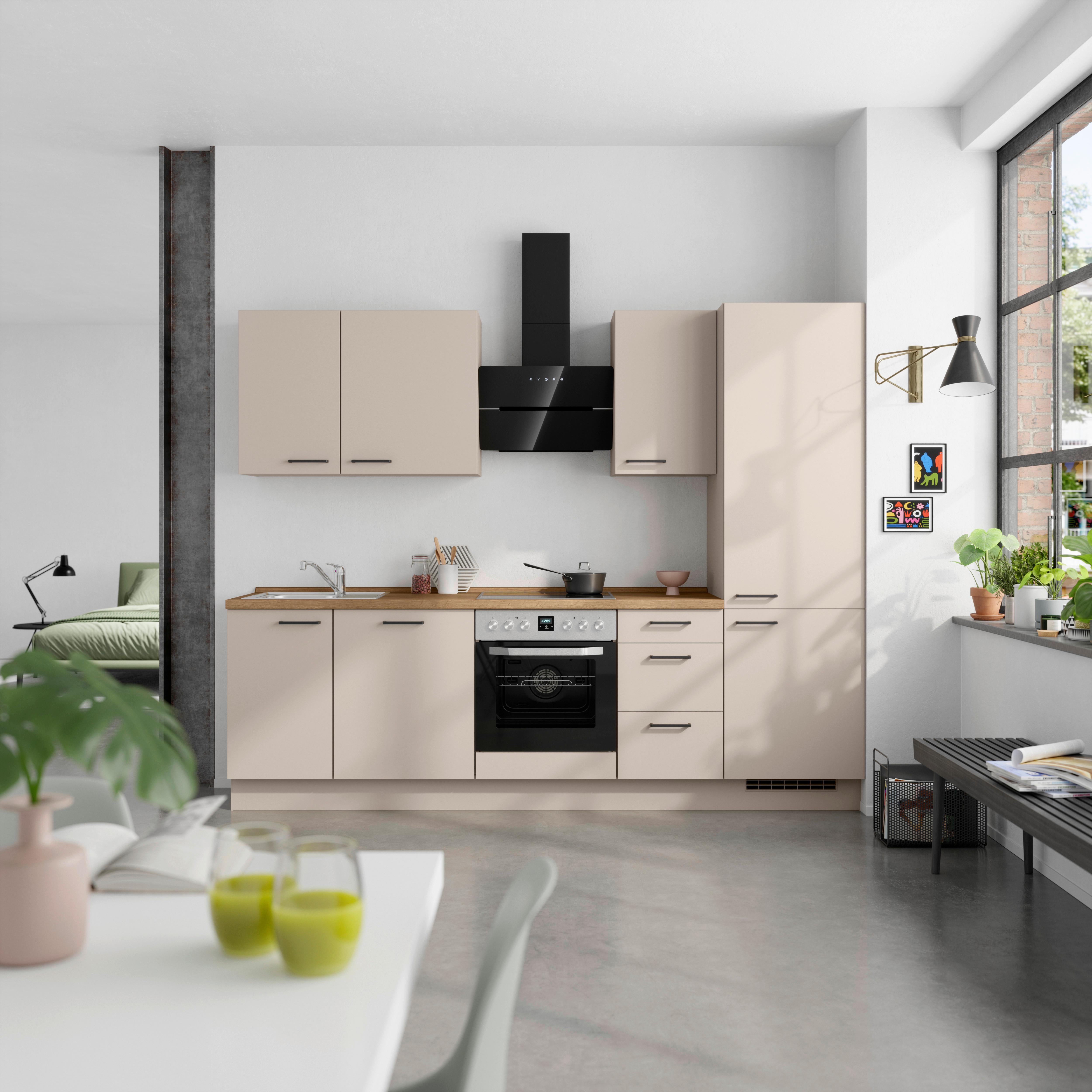 Küchenleerblock Easytouch High o. Geräte Sandfarben - Sandfarben/Eichefarben, MODERN, Holzwerkstoff/Metall (270cm) - Nobilia