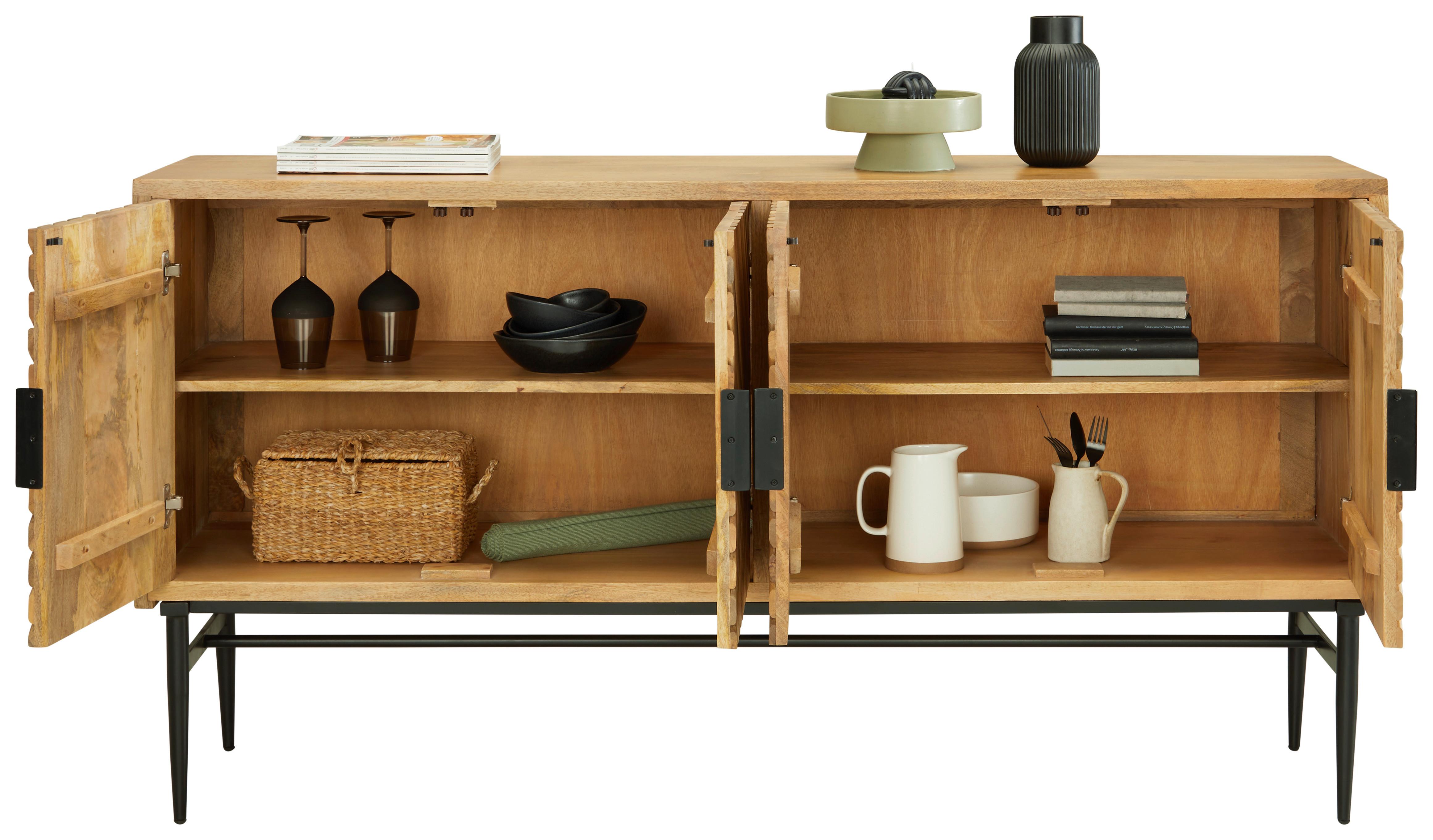 SIDEBOARD GATSBY - ljusbrun/svart, Lifestyle, metall/trä (175/90/45cm) - Mömax