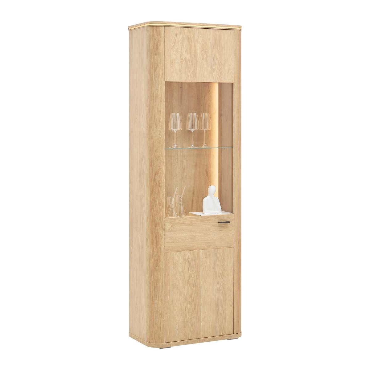 Vitrine Lagos Eichefarben - Eichefarben/Anthrazit, Modern, Glas/Holzwerkstoff (69,2/209,5/37,5cm) - Premium Living