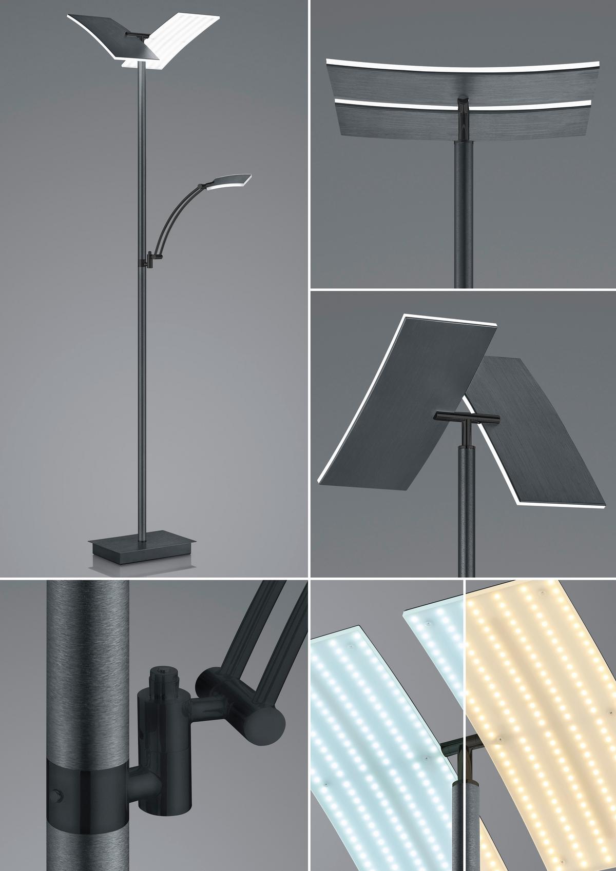 LAMPA STOJĄCA LED 60556/2-39 ANDY - antracytowy, Design, metal (50/185cm) - Hell