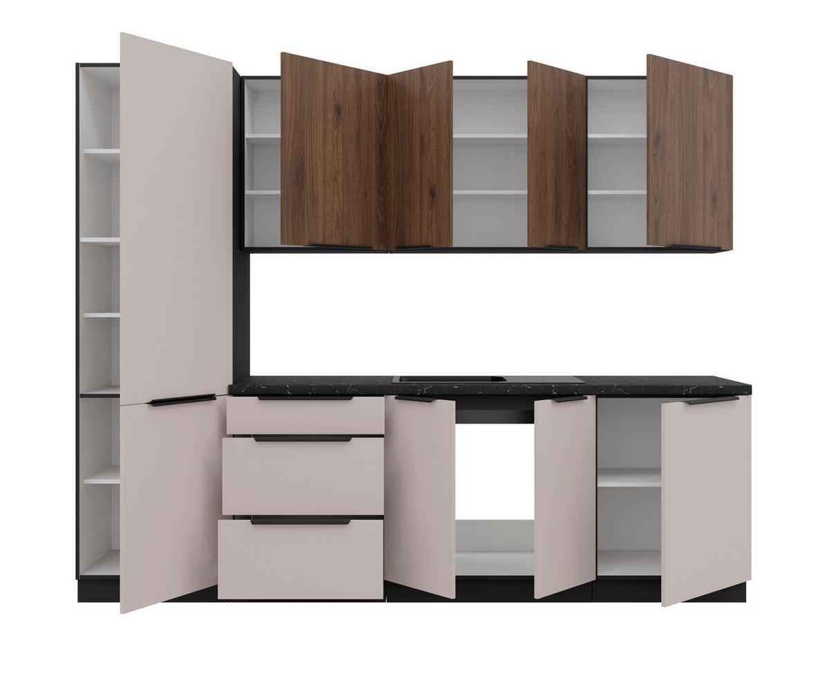 Blok Kuhinja Arona/monza - kašmir/boja orahovog drveta, Moderno, metal/pločasti materijal (260/210/60cm) - Modern Living