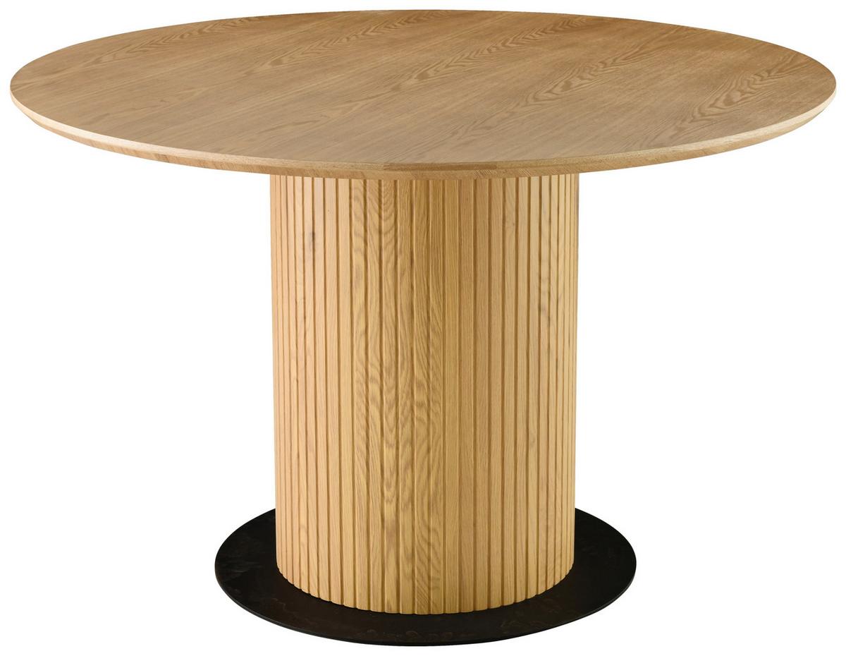 Jedilna Miza Jamie, Barva Hrasta, Ø 120cm - črna/barve hrasta, Trendi, kovina/leseni material (120/120/75cm) - MID.YOU