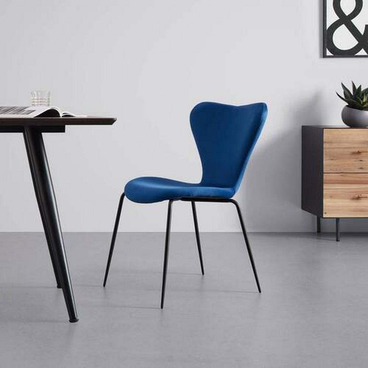 KRZESŁO ALICIA - ciemnoniebieski/czarny, Modern, metal/drewno (53/82,5/53cm) - Bessagi Home