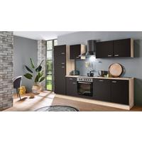 Menke Küchenblock Classic Dunkelbraun/Eiche ca. 280 cm - Dunkelbraun/Silberfarben, KONVENTIONELL, Holzwerkstoff/Kunststoff (280cm) - Menke