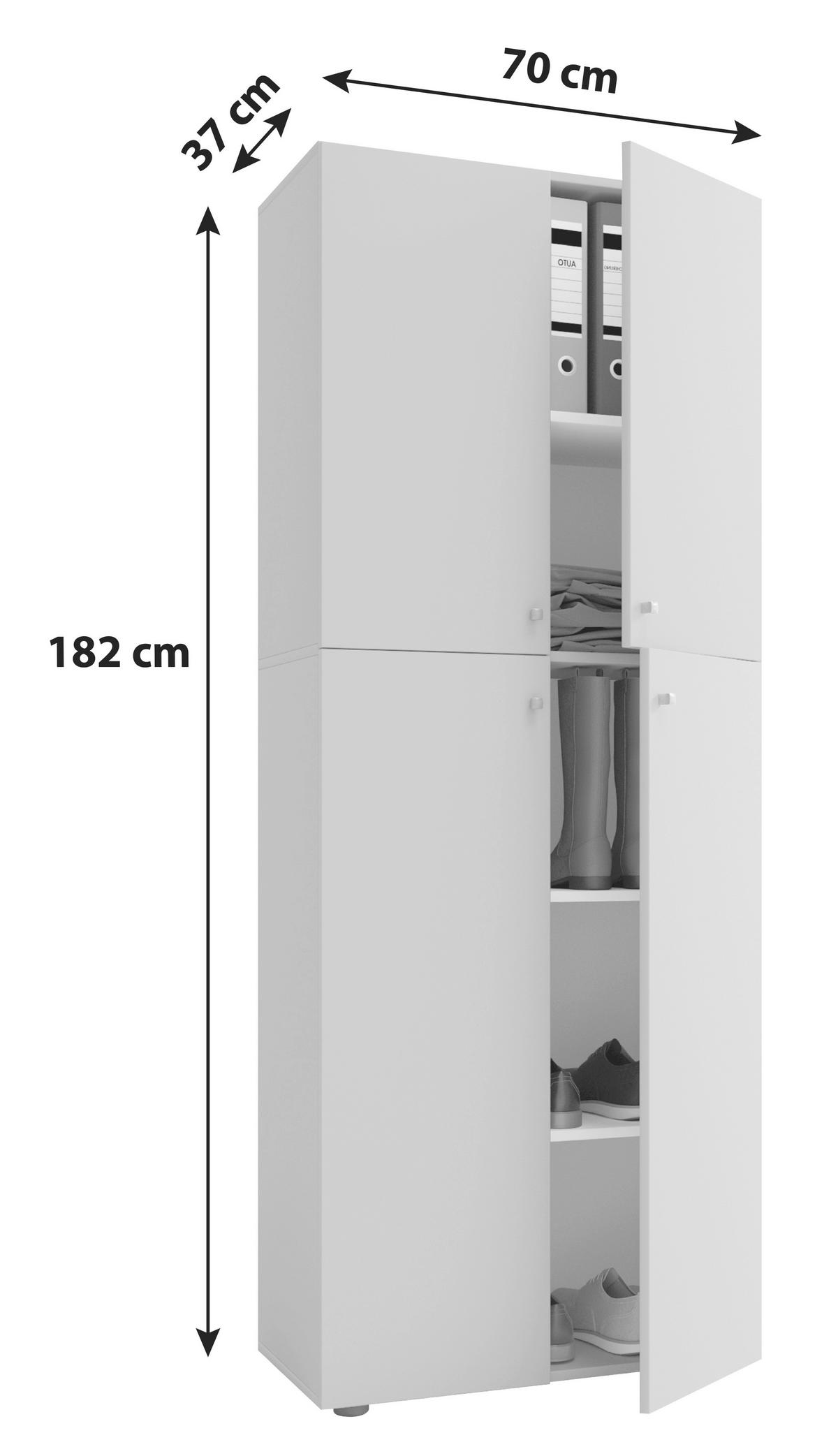 Pisarniška Omara Lona, Bela - bela, Konvencionalno, umetna masa/leseni material (70/182/37cm) - MID.YOU