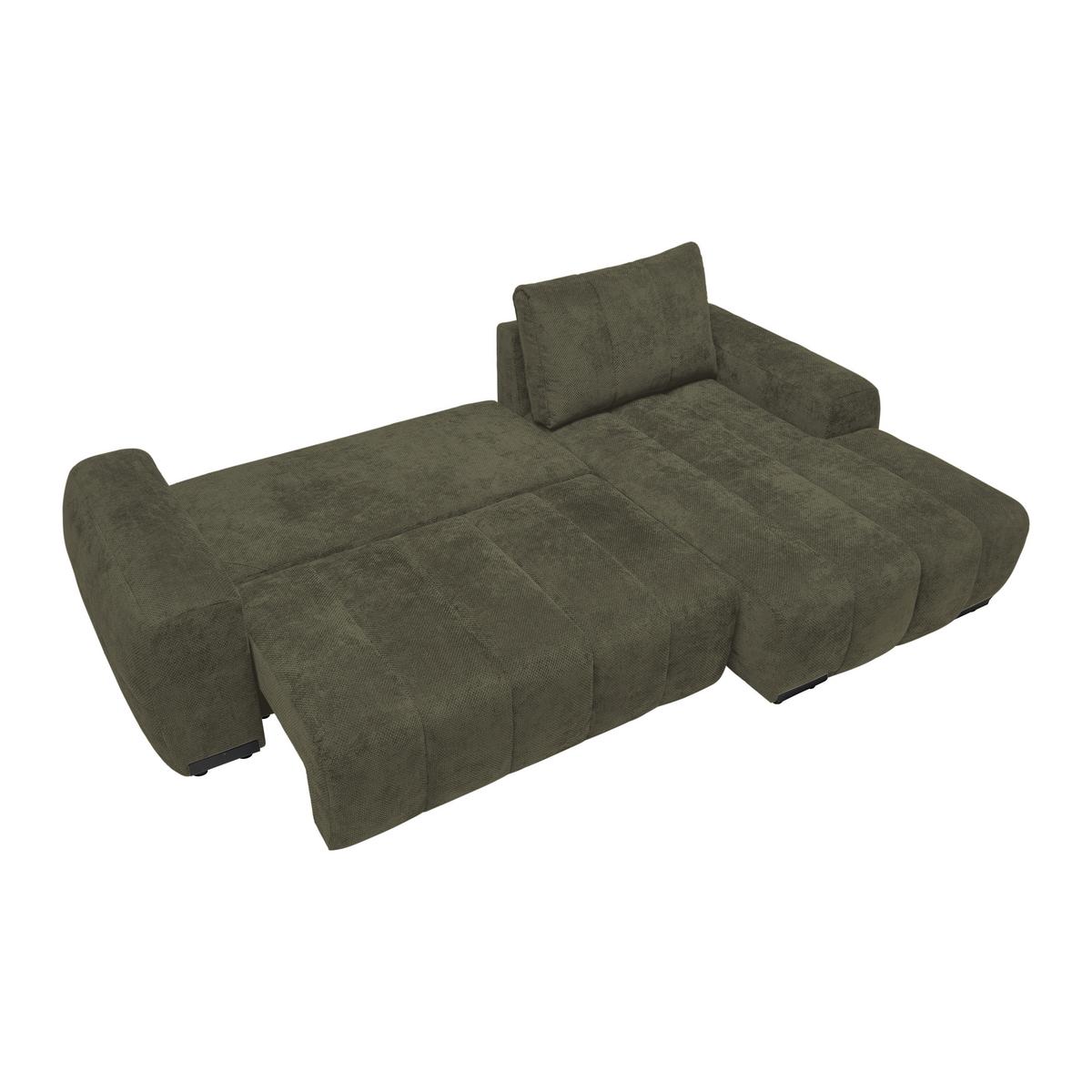 Wohnlandschaft Bolonia Olivgrün - Schwarz Hochglanz/Olivgrün, MODERN, Textil/Metall (273/166cm) - Mömax