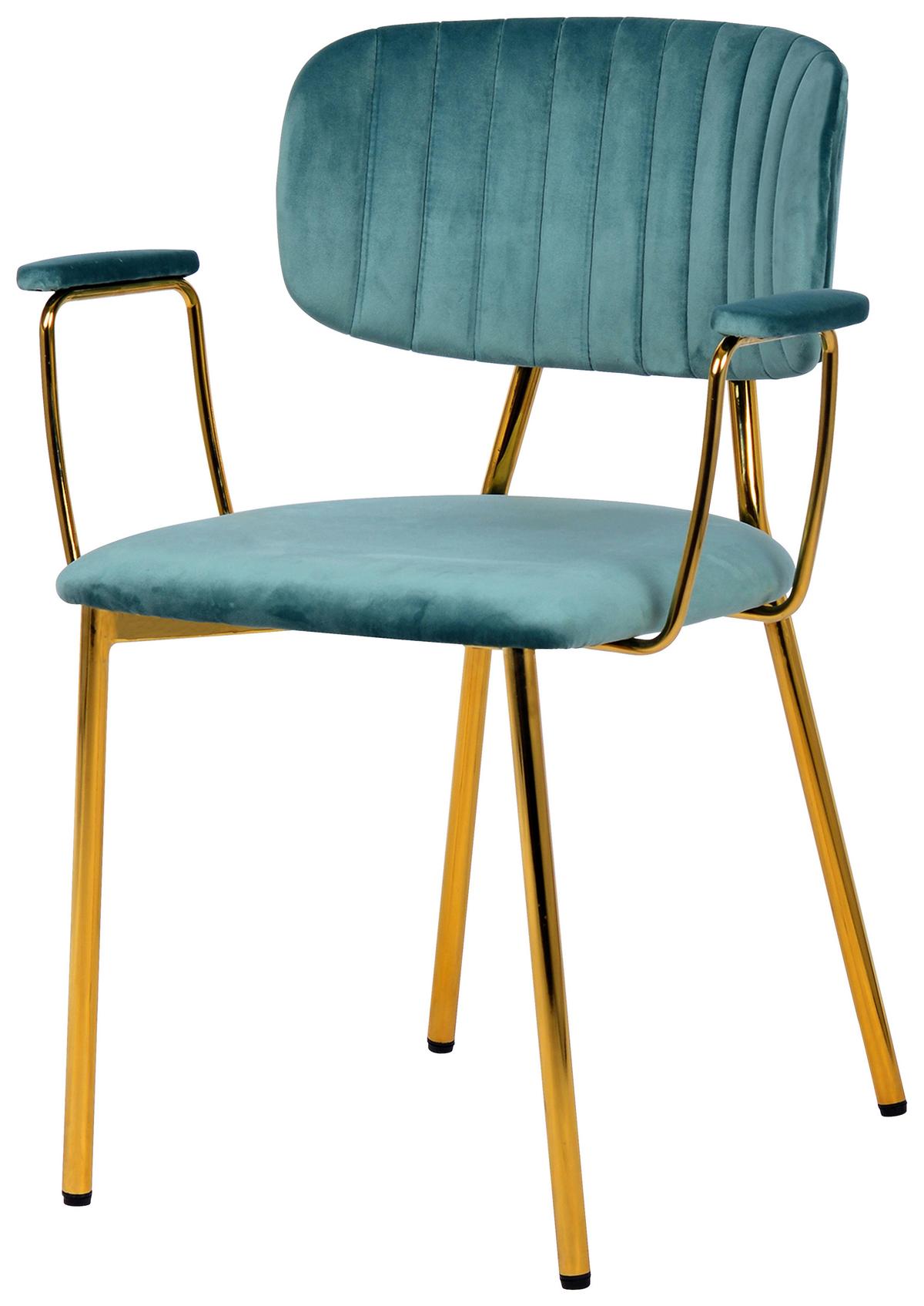 STUHL-SET GISELLE 225 - Goldfarben/Mintgrün, Design, Kunststoff/Metall (63/80/51cm) - Kayoom