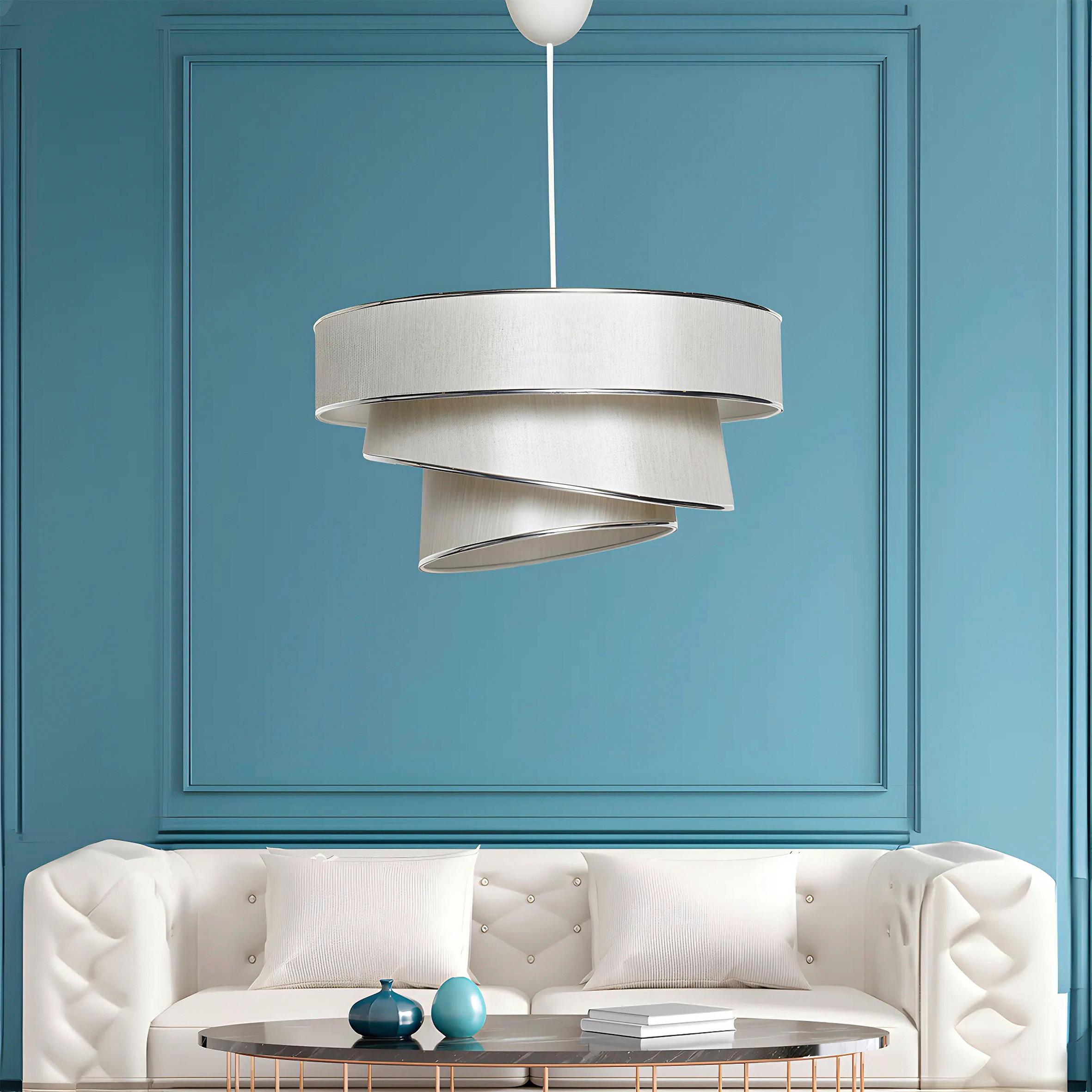 LAMPA WISZĄCA COUPER - beżowy/kolor srebrny, Design, tworzywo sztuczne/metal (40/72cm) - P & B