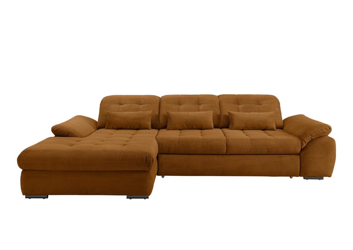 Ecksofa mit Bettkasten Rigatti ca. 184x314 cm Goldfarben - Goldfarben/Schwarz, MODERN, Textil/Metall (184/314cm) - Livetastic