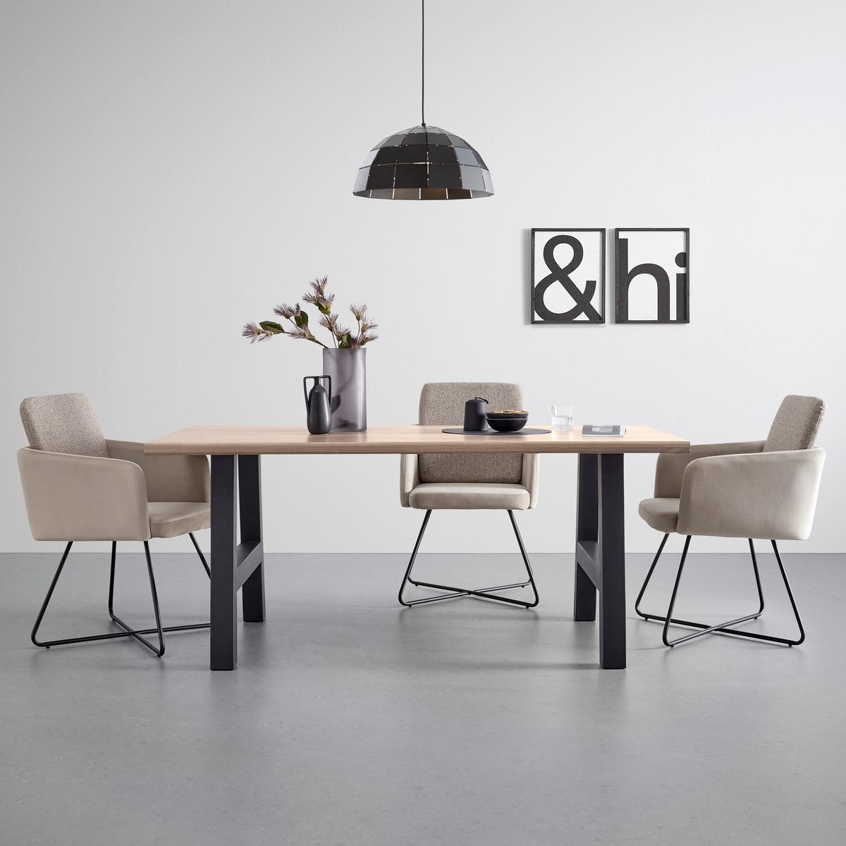 Jedilna Miza Paulina, Barva Hrasta, Železo - črna/barve hrasta, Moderno, kovina/les (180/90/76cm) - Bessagi Home