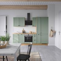 Küchenblock Casada High m. Geräten Schilfgrün - Schilfgrün/Eichefarben, MODERN, Holzwerkstoff/Metall (270cm) - Nobilia